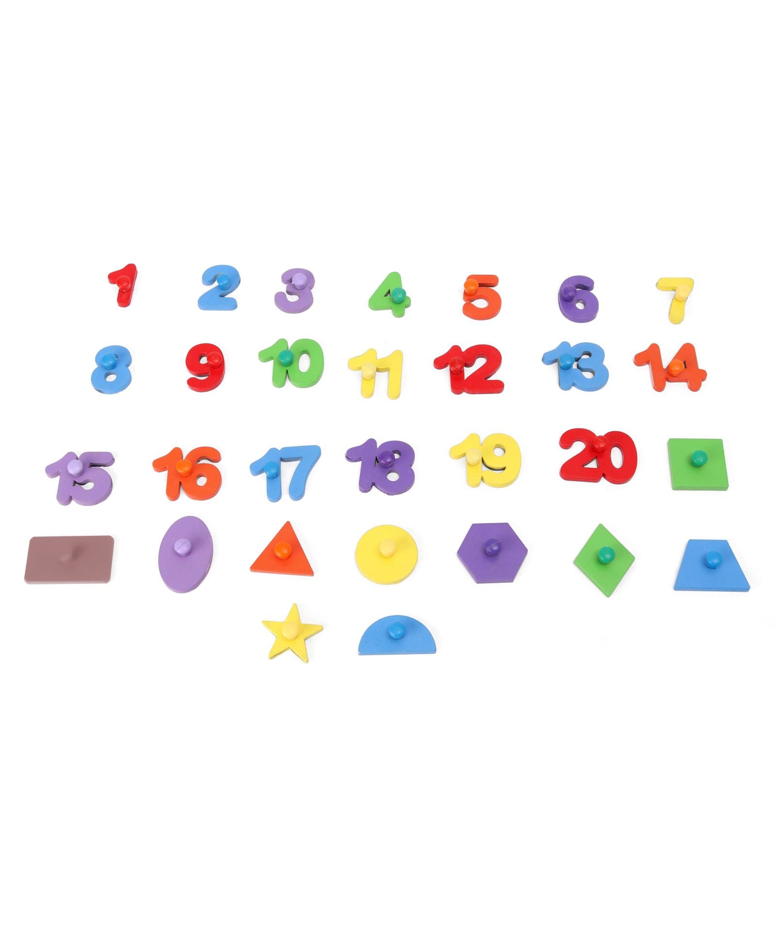 Wooden 1 to 20 Numbers & Shapes Puzzle Multicolor - 30 Pieces - Image 5