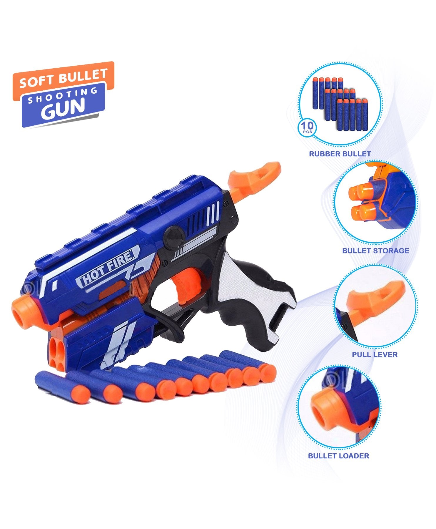 Storm Foam Blaster Gun With Foam Bullets - Blue