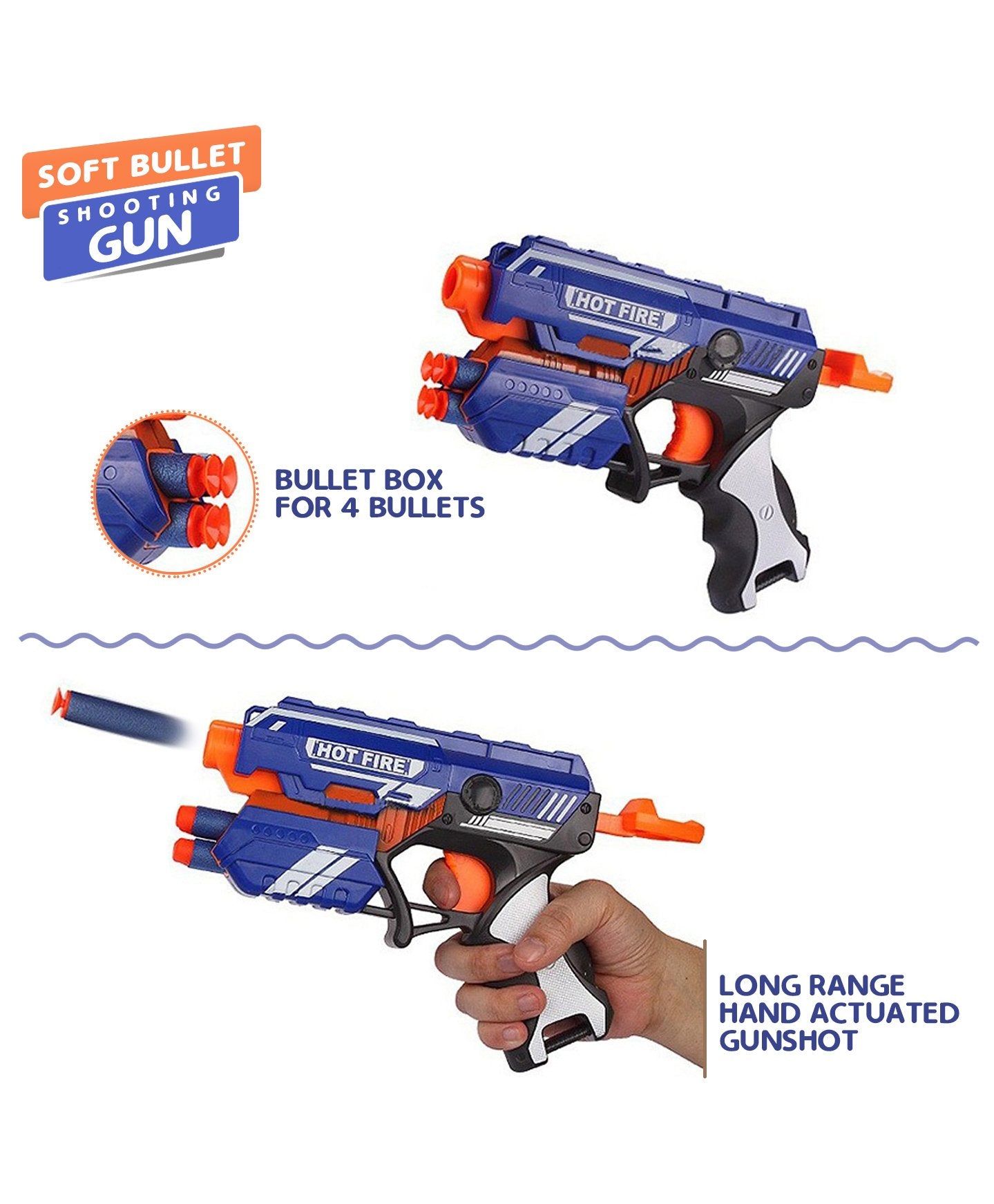 Storm Foam Blaster Gun With Foam Bullets - Blue - Image 3