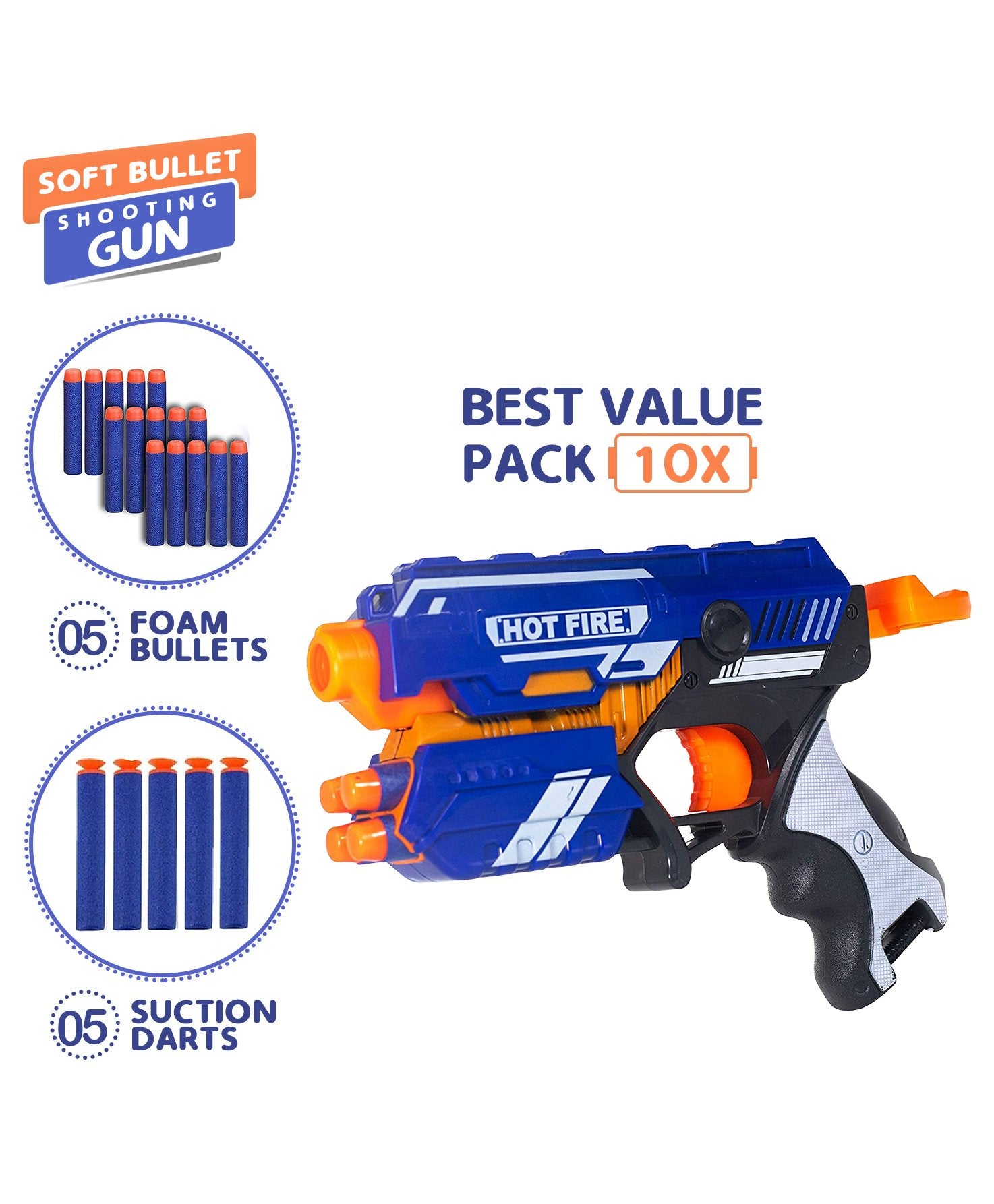 Storm Foam Blaster Gun With Foam Bullets - Blue - Image 4
