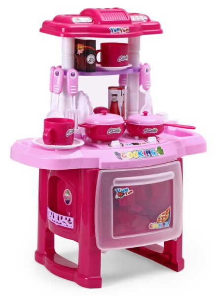Pretend Play Kitchen Set with Music & Light Pink - 20 Pieces