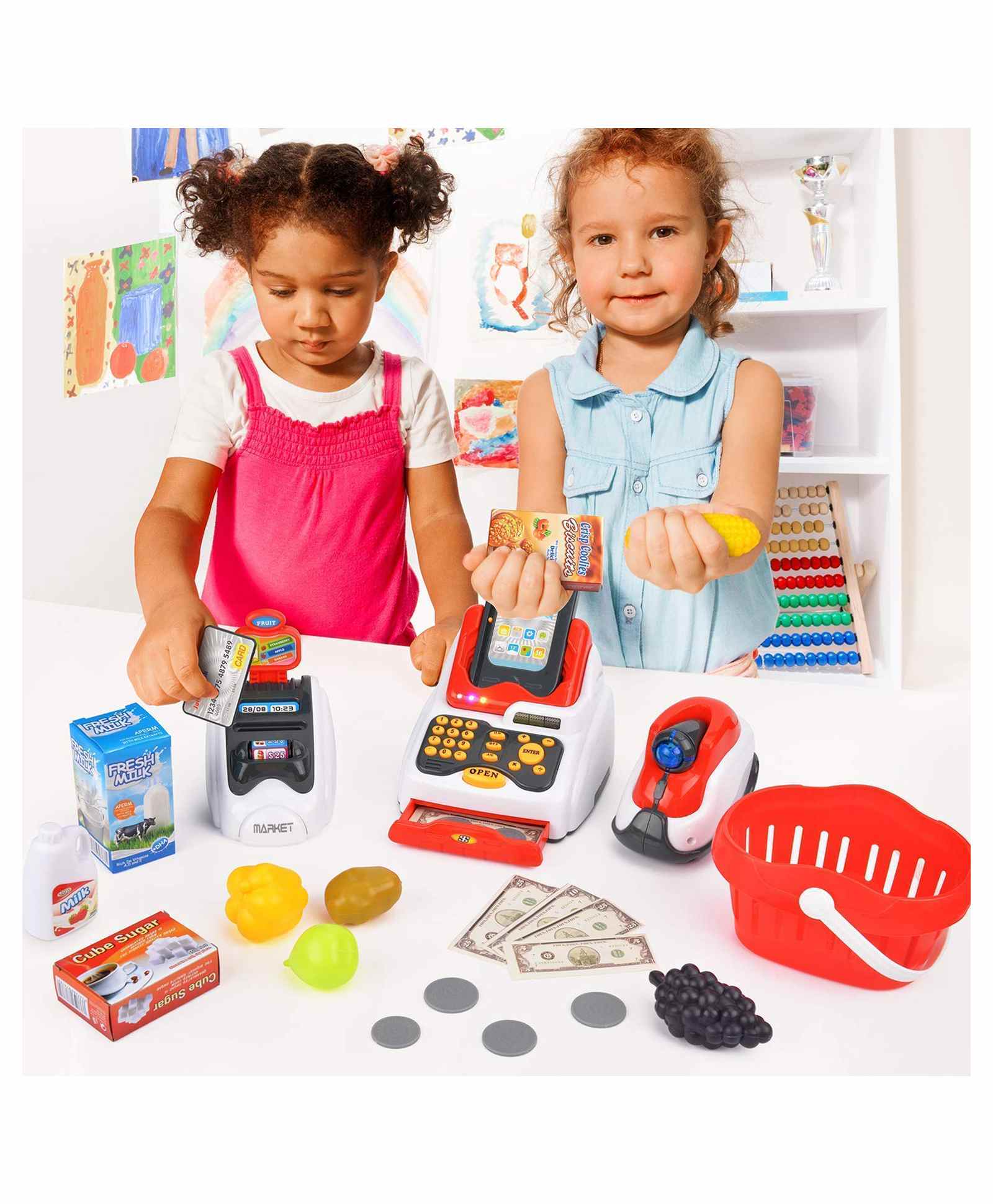 Pretend Play Cash Register Play Set Multicolor - 24 Pieces - Image 3