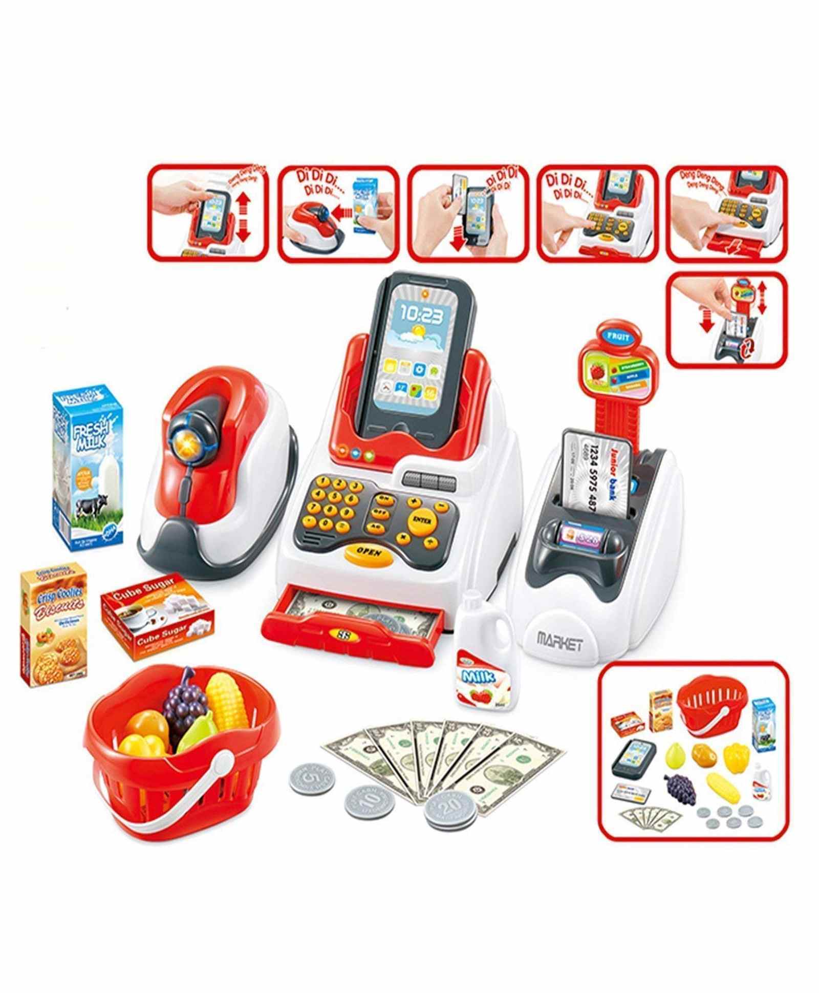 Pretend Play Cash Register Play Set Multicolor - 24 Pieces - Image 5