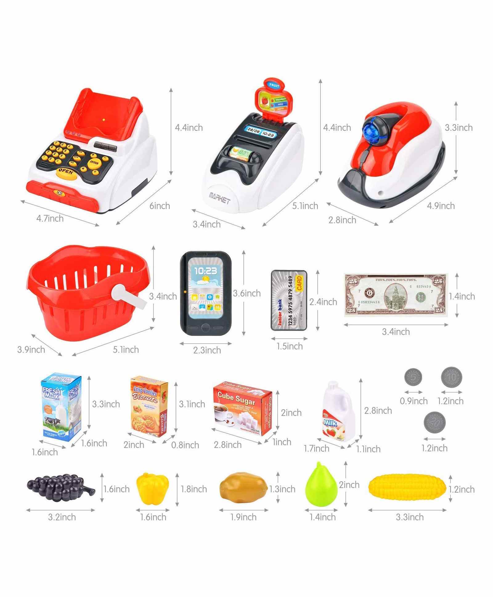 Pretend Play Cash Register Play Set Multicolor - 24 Pieces - Image 8