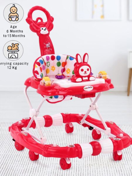 Walker Cum Rocker With Parental Push Handle - Red