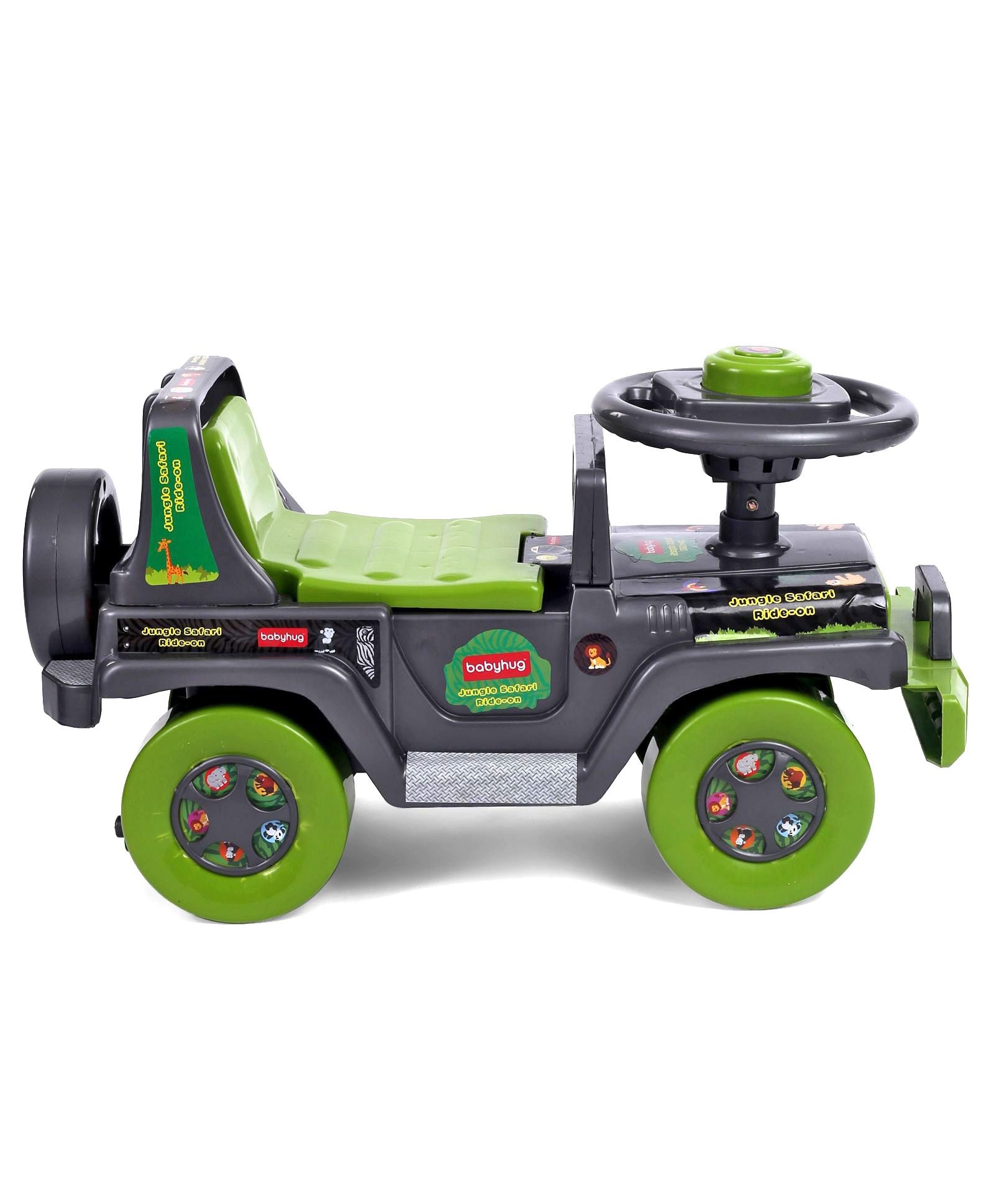 Babyhug Jungle Safari Foot To Floor Ride-On - Grey & Green - Image 5