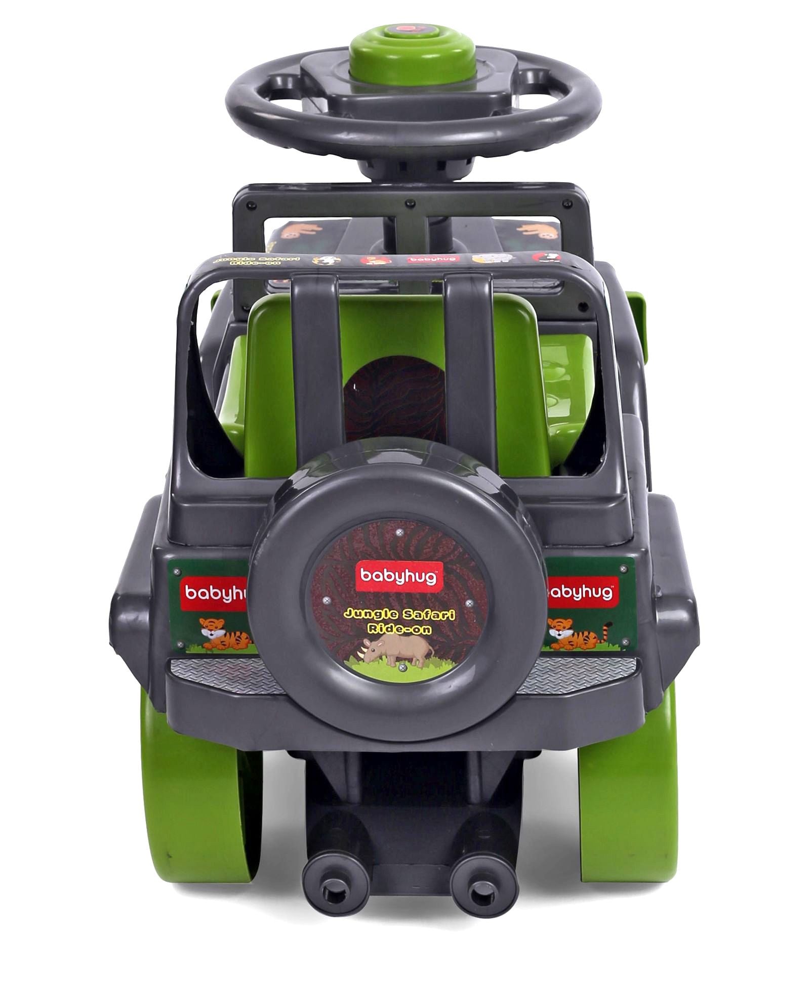 Babyhug Jungle Safari Foot To Floor Ride-On - Grey & Green - Image 7