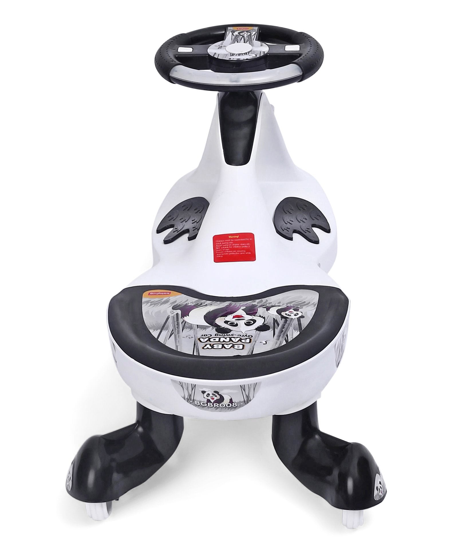 Baby Panda Gyro Swing Car With Steering Wheel - Black & White - Image 5