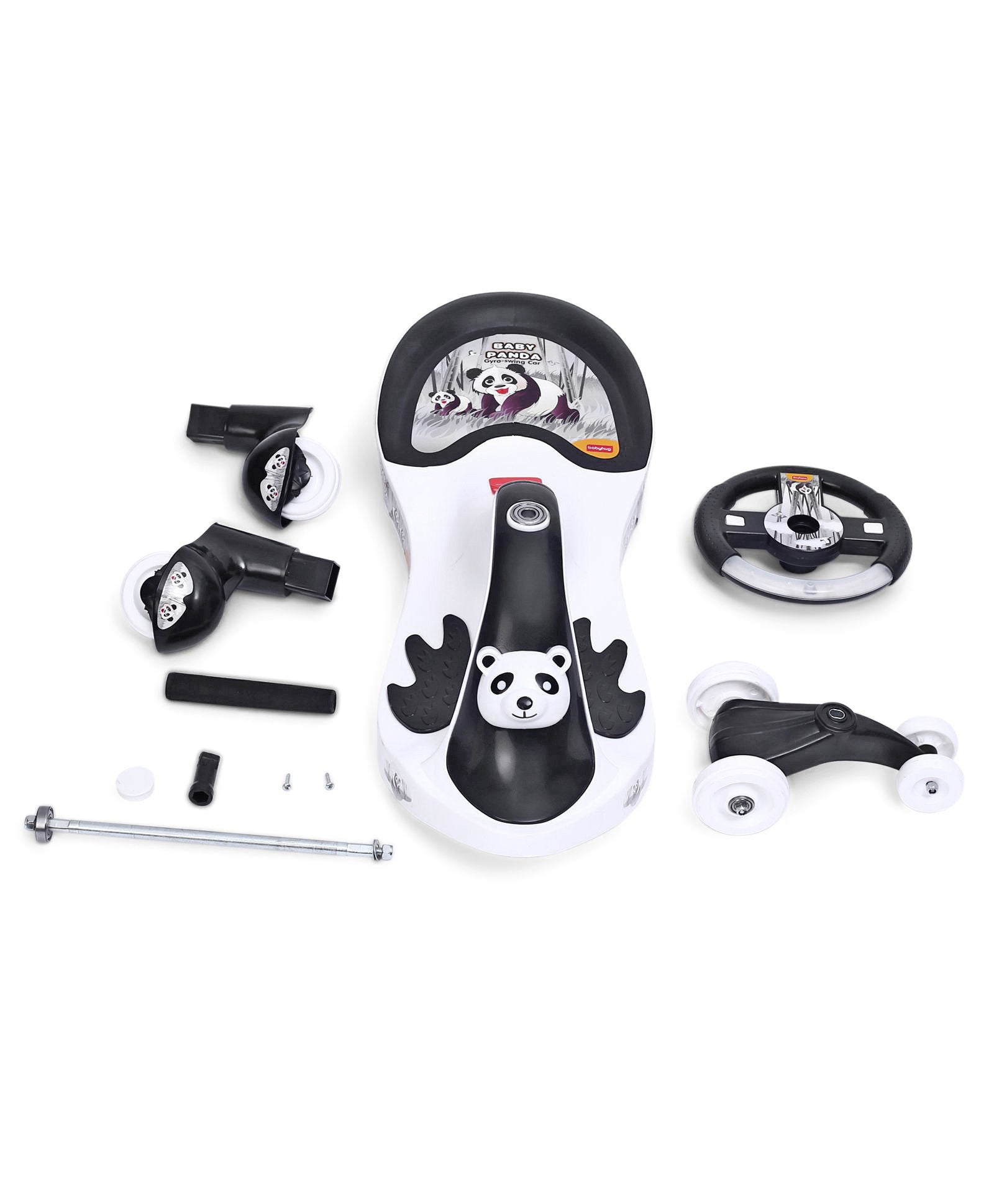 Baby Panda Gyro Swing Car With Steering Wheel - Black & White - Image 8