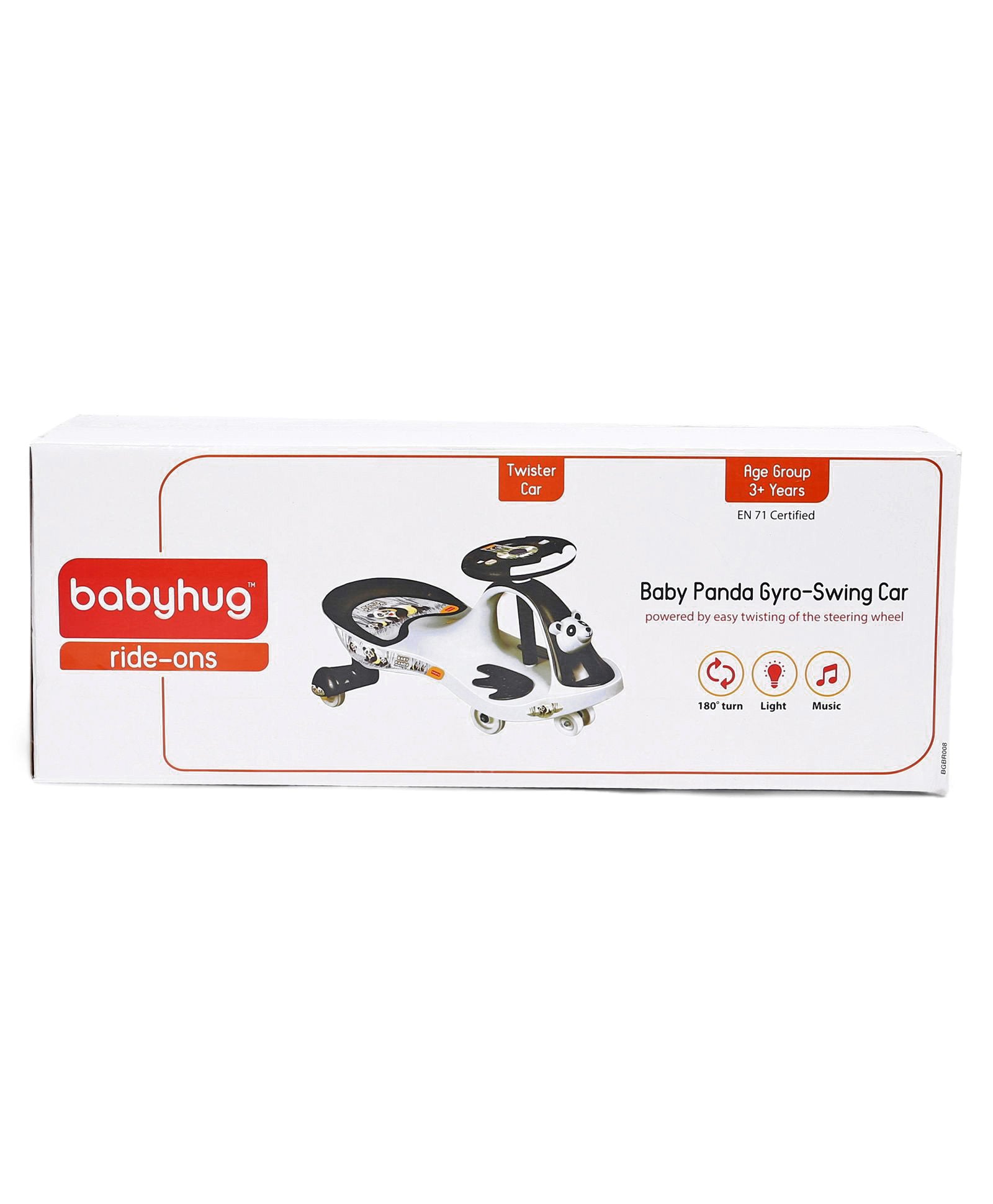 Baby Panda Gyro Swing Car With Steering Wheel - Black & White - Image 9