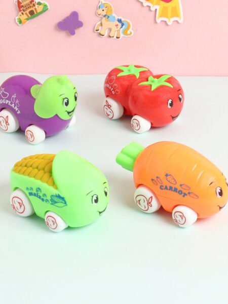 Veggy On Wheels Friction Powered Toy Set of 4 - Multicolor