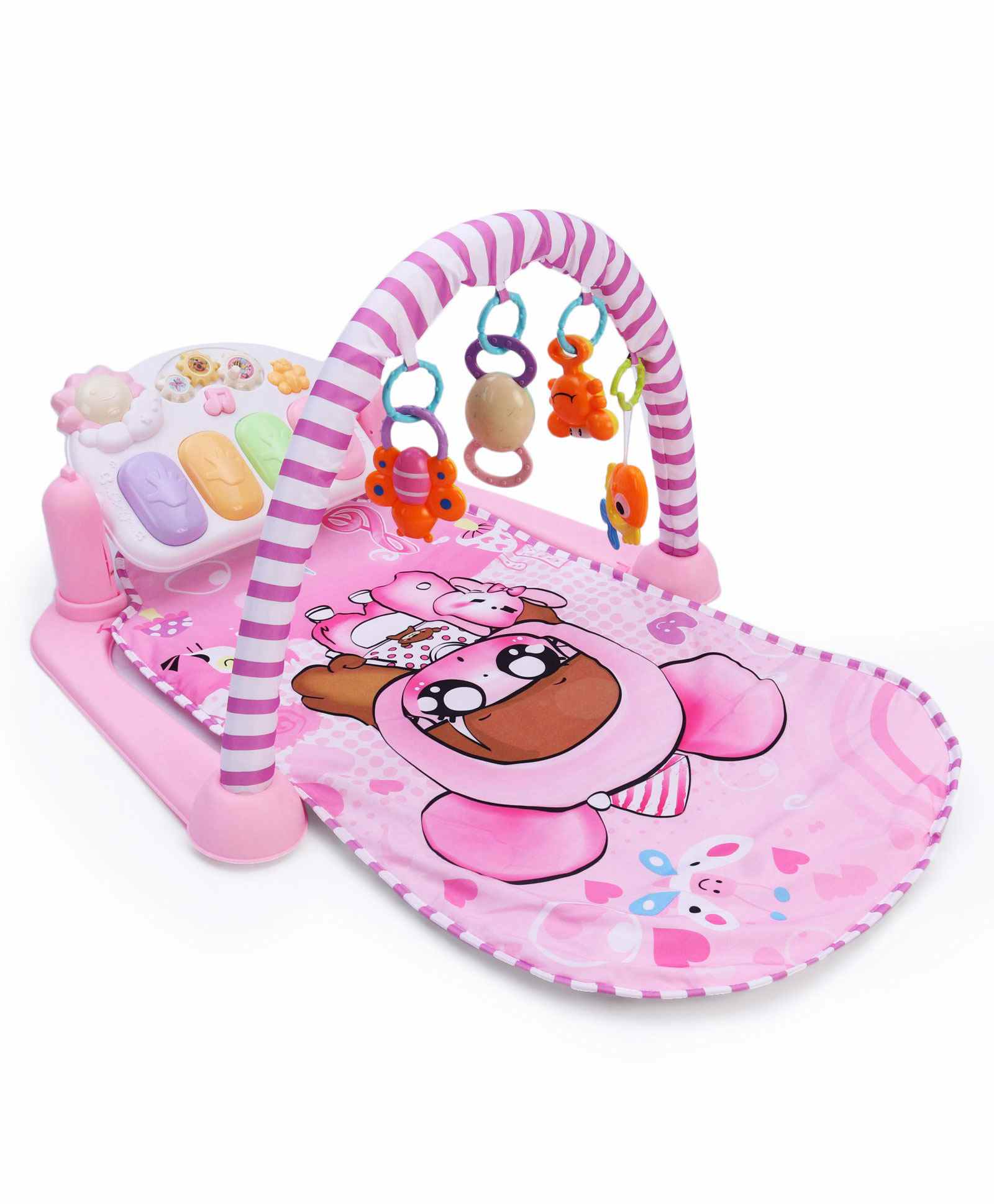 Toys 3 in 1 Piano Activity Play Gym with Lights and Music - Pink