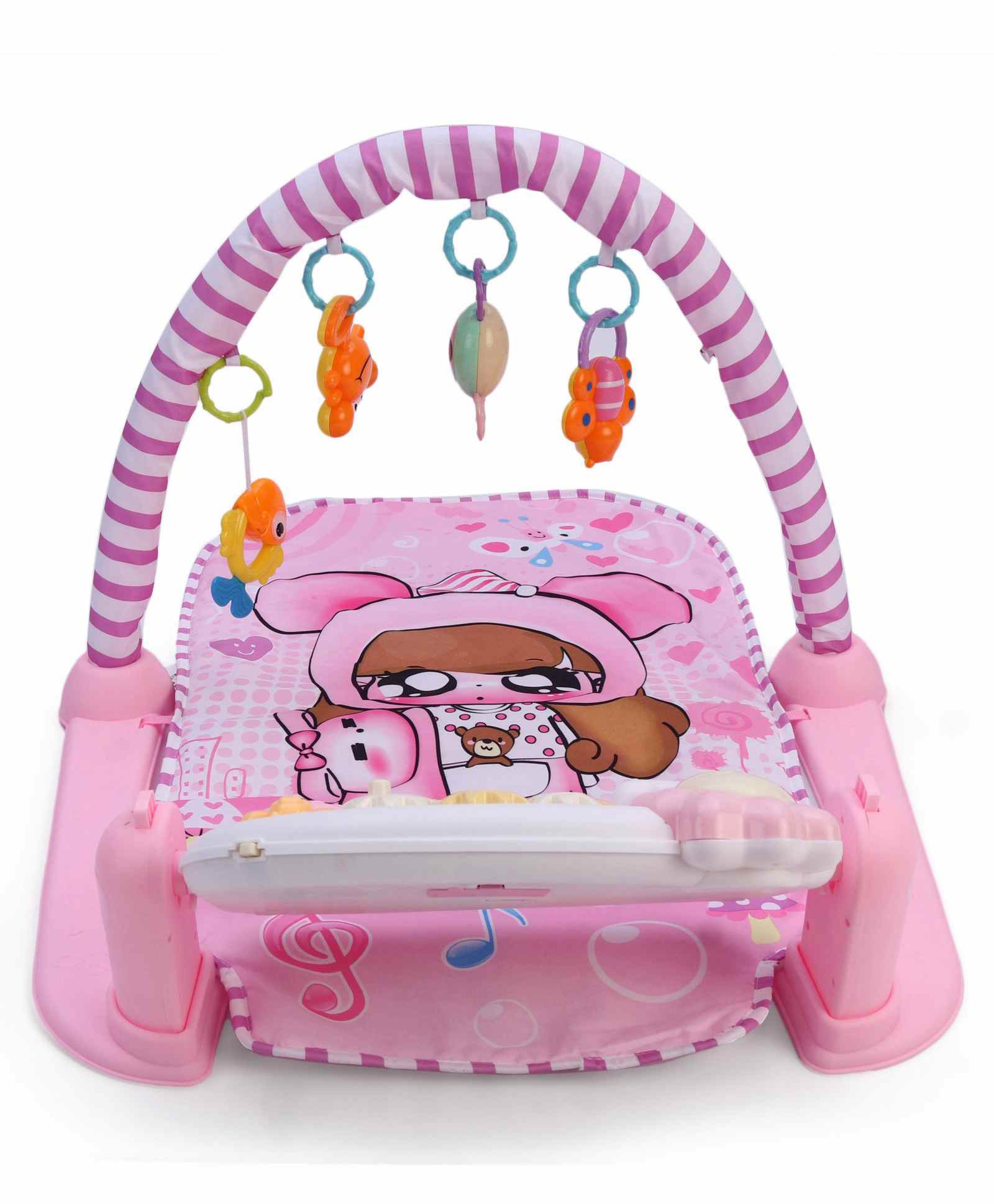 Toys 3 in 1 Piano Activity Play Gym with Lights and Music - Pink - Image 4