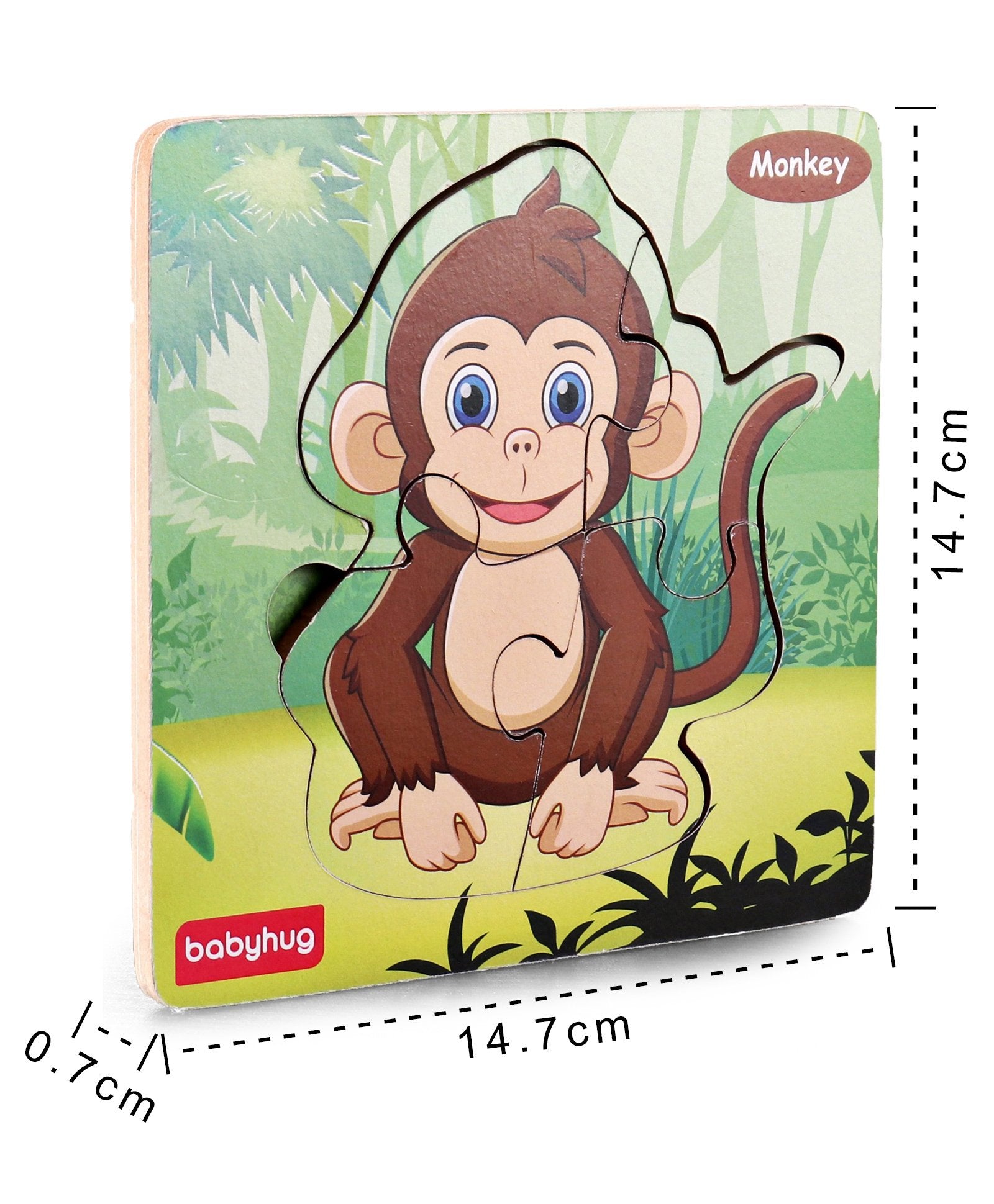 Babyhug Blossoms Wild Animals Wooden Puzzles Set of 5 - 4 Pieces each - Image 3