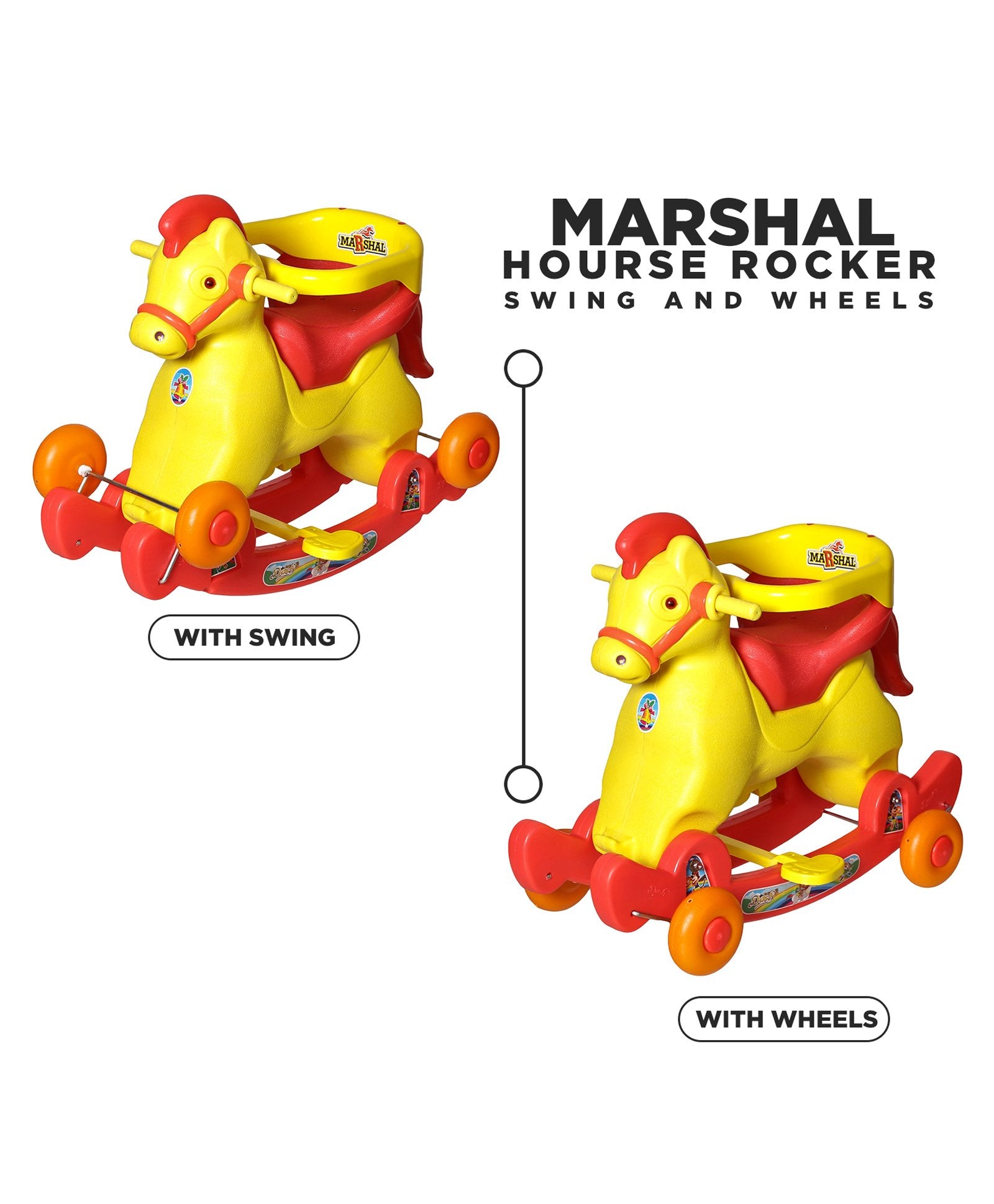 Dash Marshal 2 in 1 Baby Rocker cum Ride On - Yellow Red - Image 5