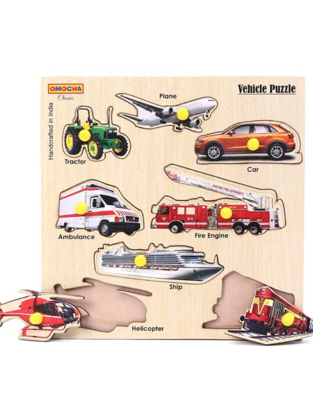 Vehicles Puzzle With Pegs Multicolour - 8 Pieces