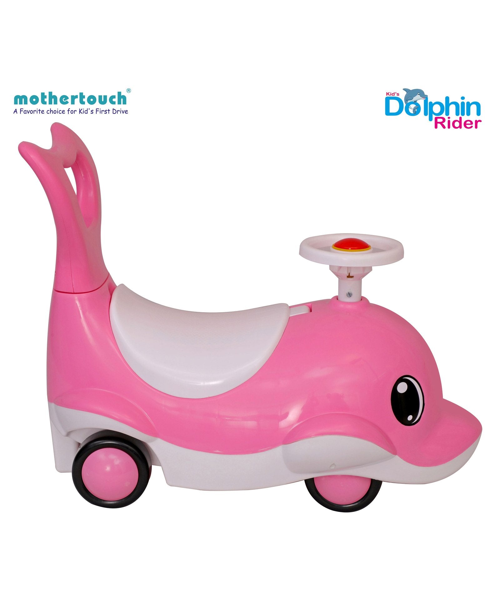 Mothertouch Dolphin Rider Manual Push Ride On - Pink - Image 3