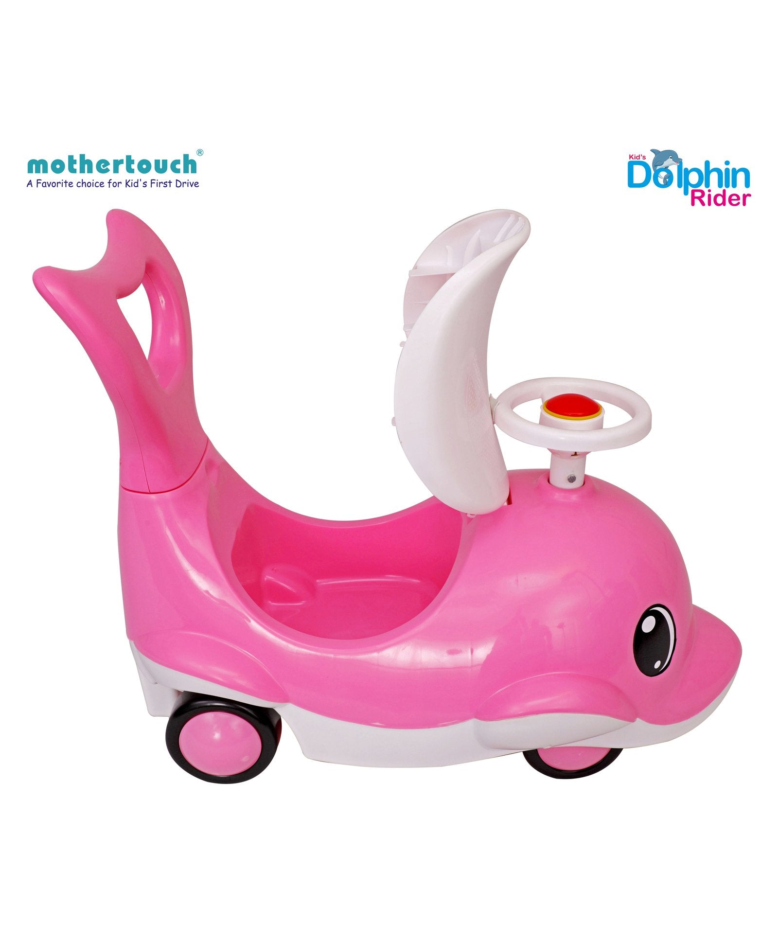 Mothertouch Dolphin Rider Manual Push Ride On - Pink - Image 4