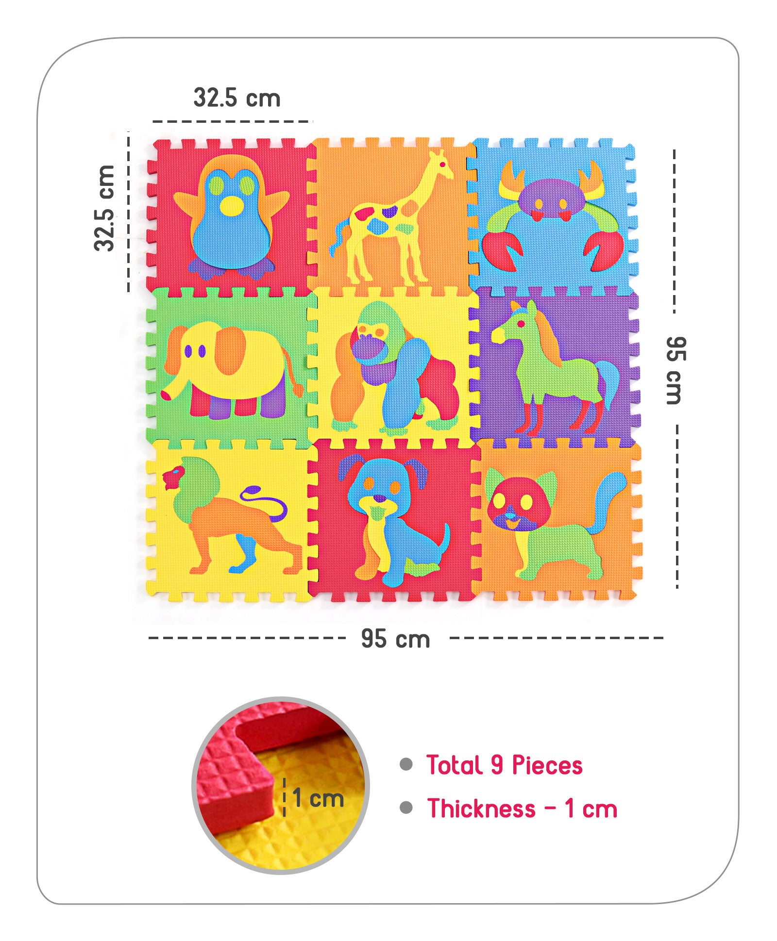 Babyhug Pop Out Playmat Animal Floor Puzzle Multicolor - 9 Pieces - Image 3