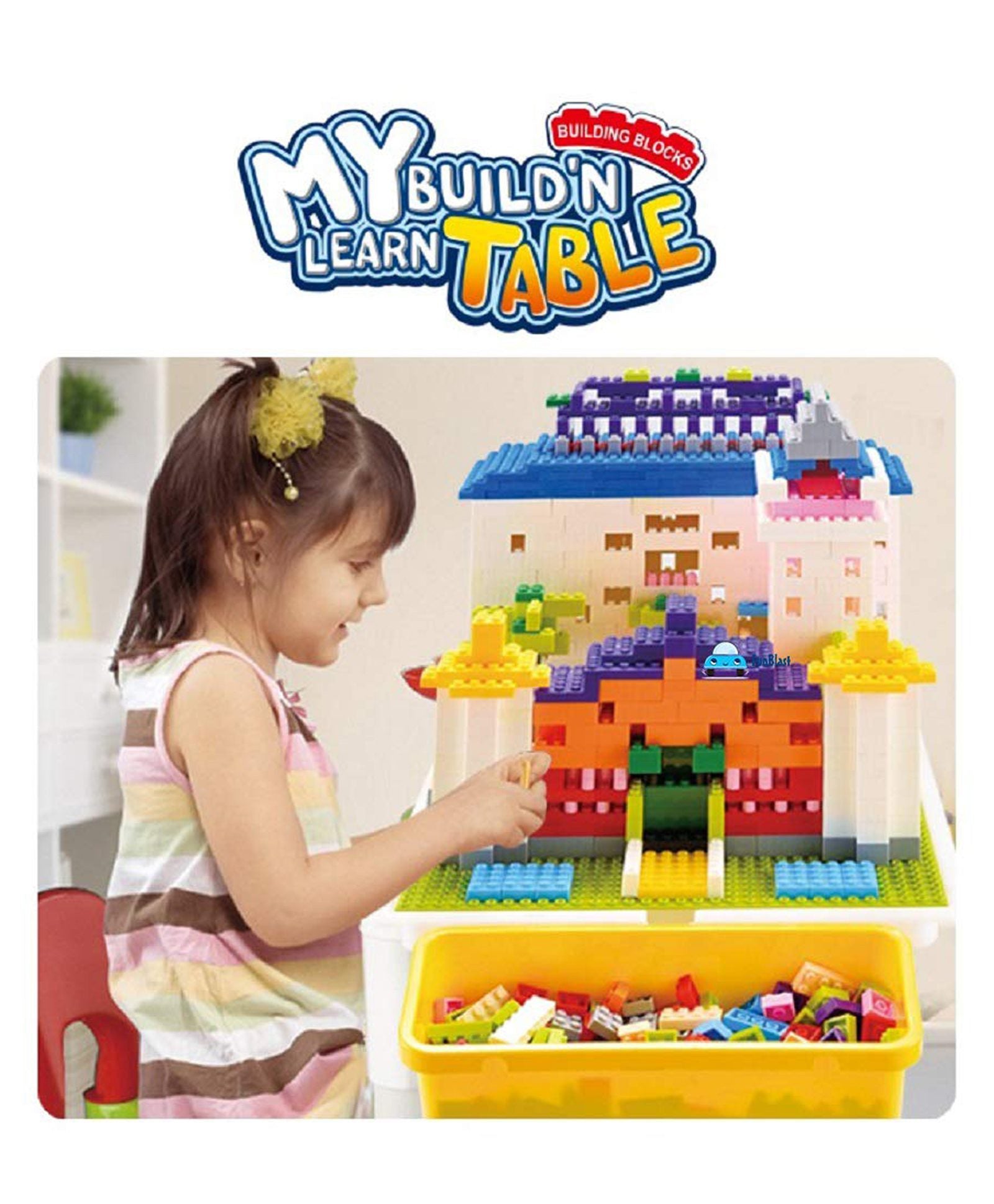 FunBlast DIY Building Blocks Toy With Table & Baseplate Multicolor - 1000+ Pieces - Image 4