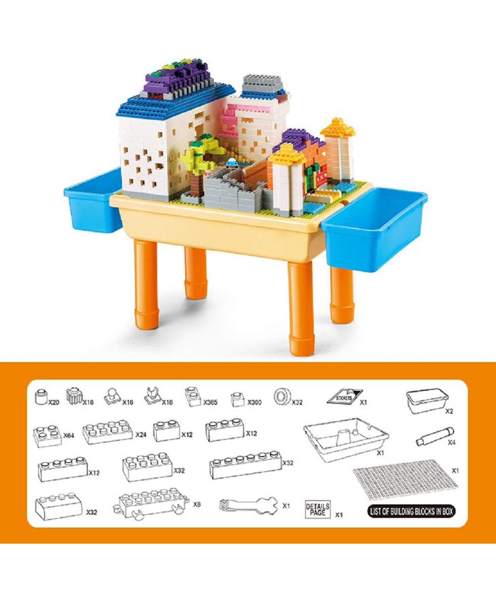 FunBlast DIY Building Blocks Toy With Table & Baseplate Multicolor - 1000+ Pieces - Image 5