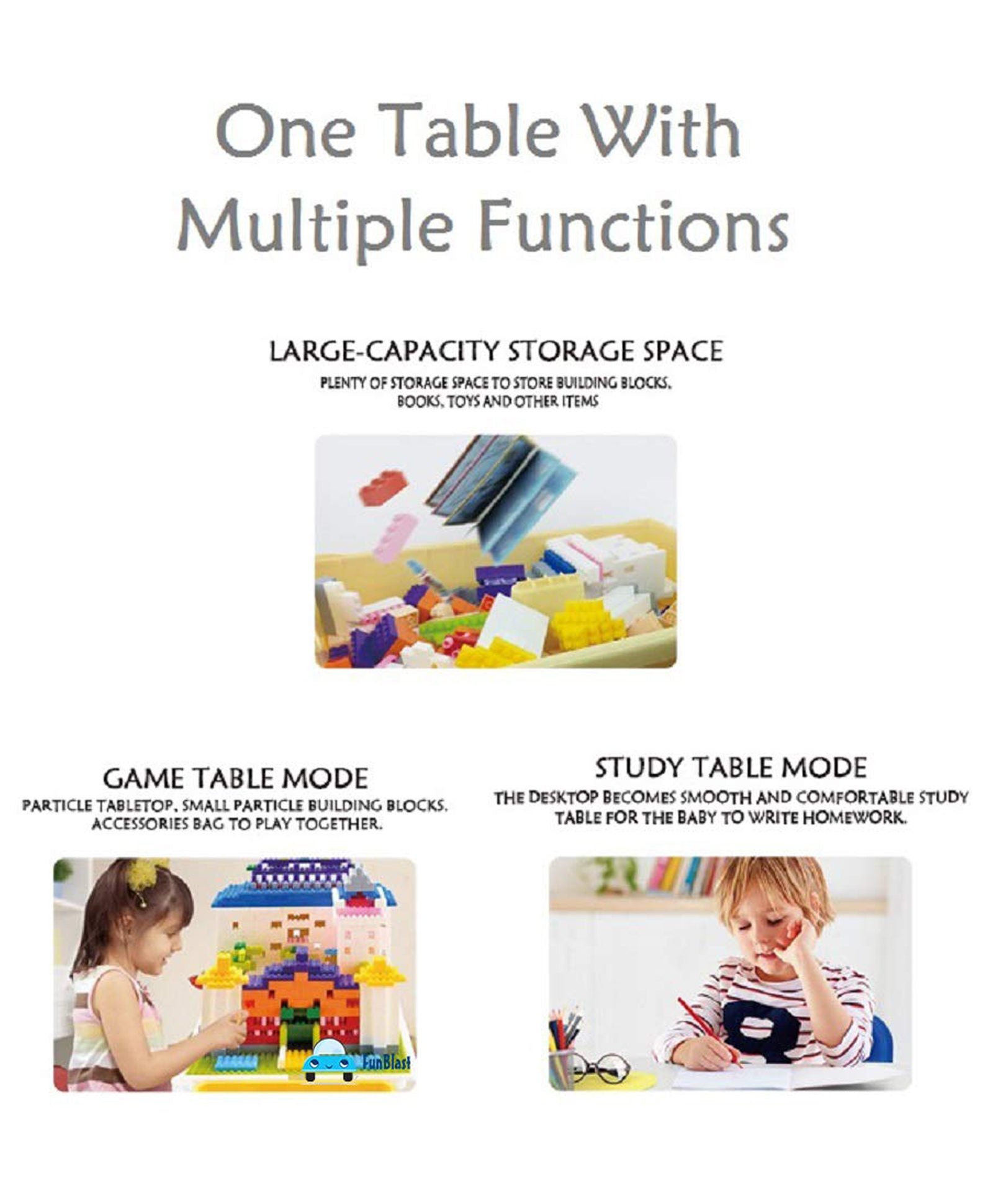 FunBlast DIY Building Blocks Toy With Table & Baseplate Multicolor - 1000+ Pieces - Image 6