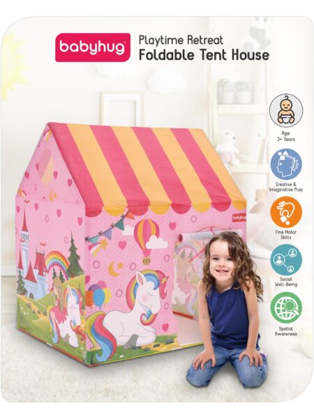 Playtime Unicorn Foldable Tent House - Pink