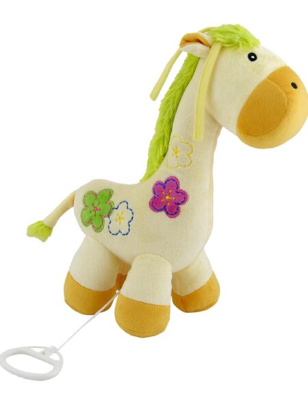 Baby Moo Horse Musical Clip On Soft Toy Yellow - Height 17 cm
