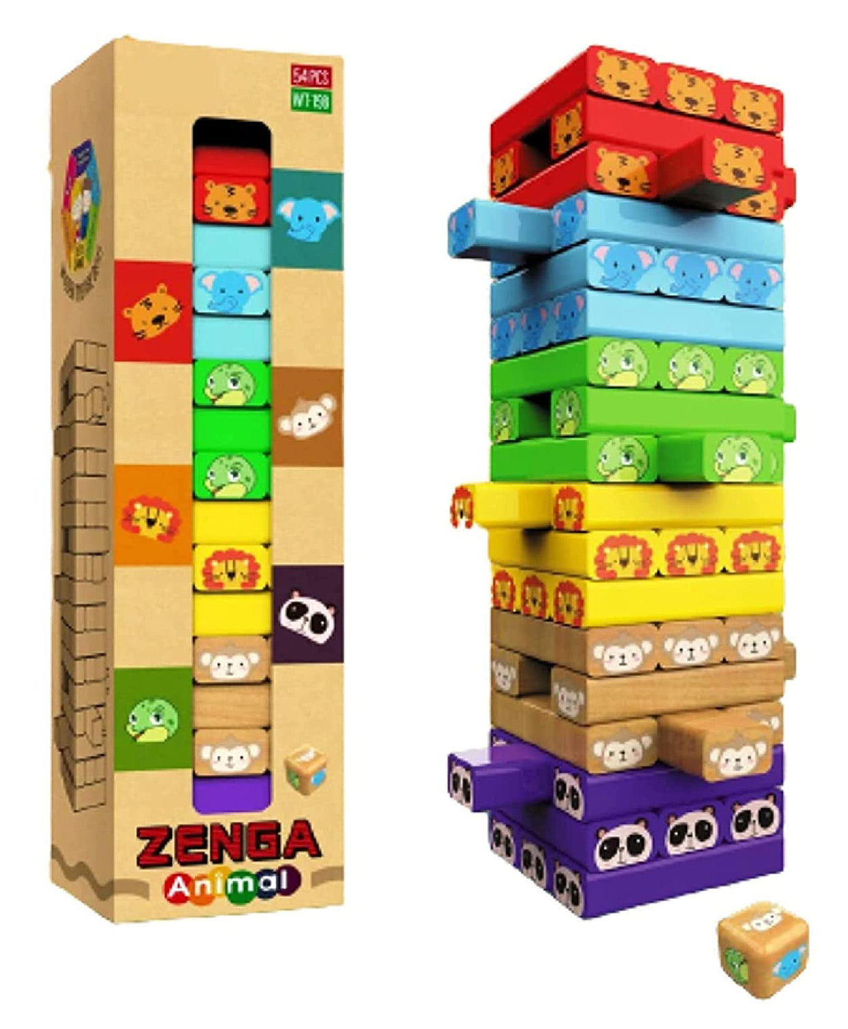 Classic Animal Wooden Blocks Game Multicolor - 54 Pieces