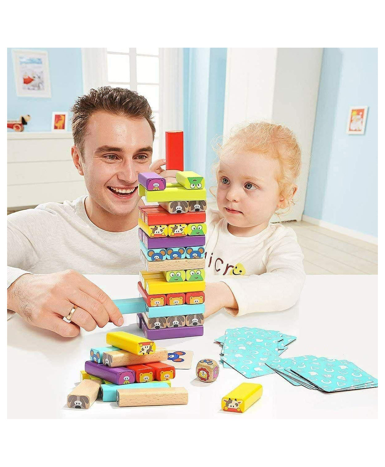 Classic Animal Wooden Blocks Game Multicolor - 54 Pieces - Image 5