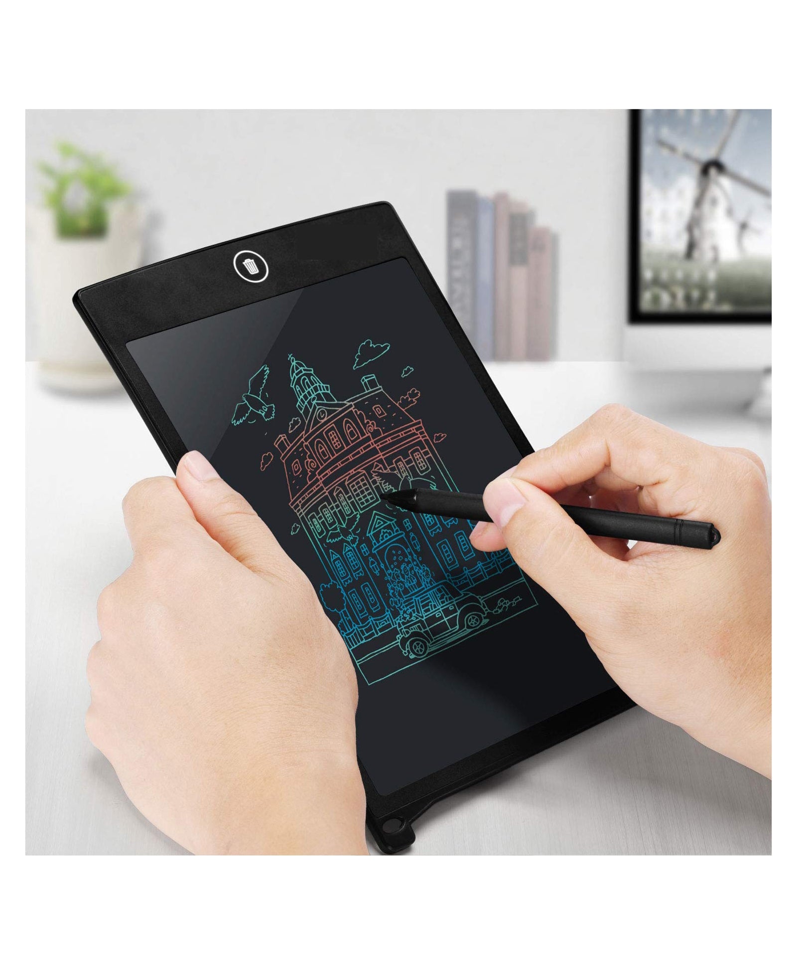 Portable Re-Writable LCD Writing Tablet - Black - Image 2