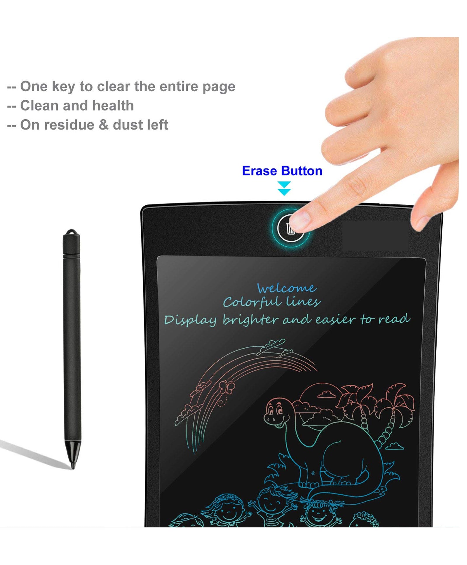 Portable Re-Writable LCD Writing Tablet - Black - Image 3