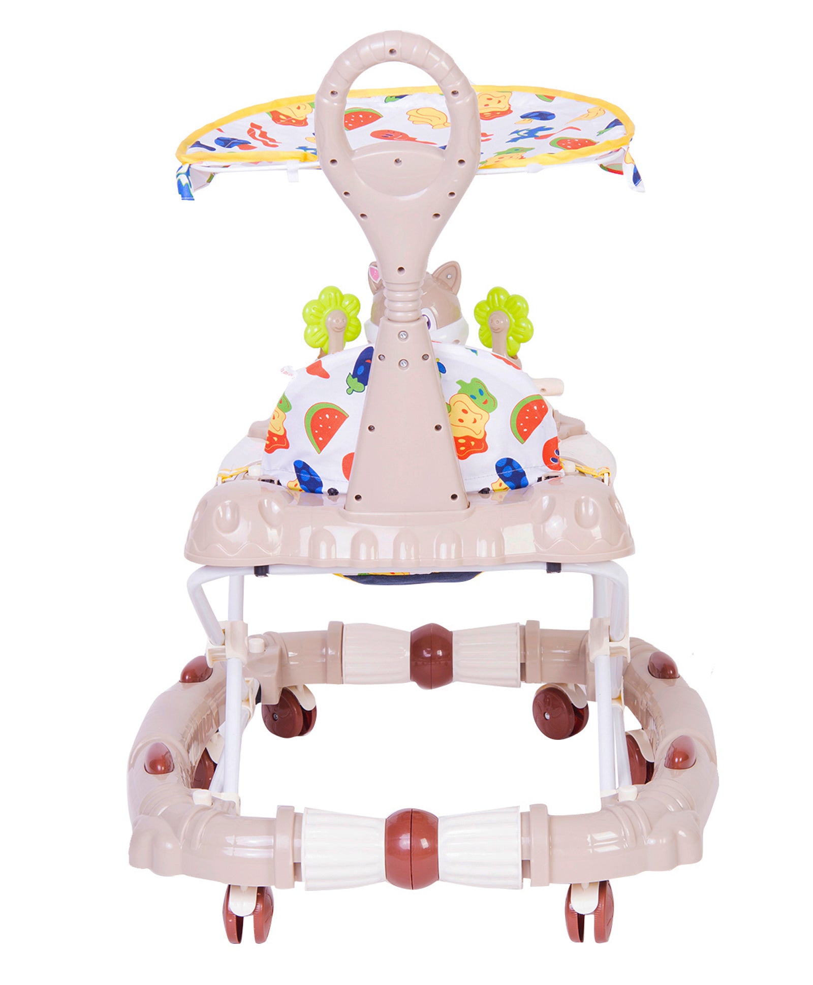 Fruit Print 2 in 1 Premium Walker Cum Rocker With Sunshade - Beige - Image 5