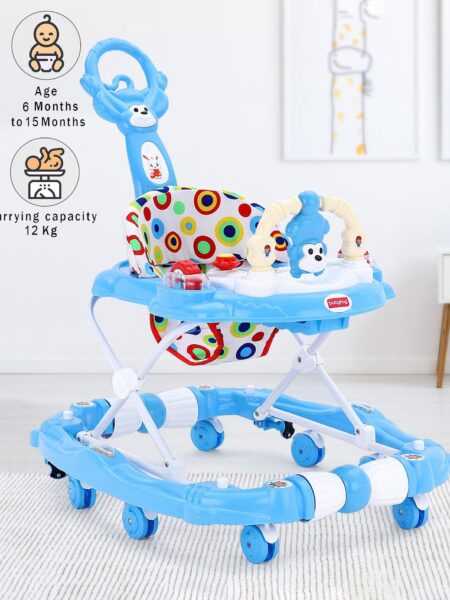 Panda Walker cum Rocker With Parental Push Handle - Blue
