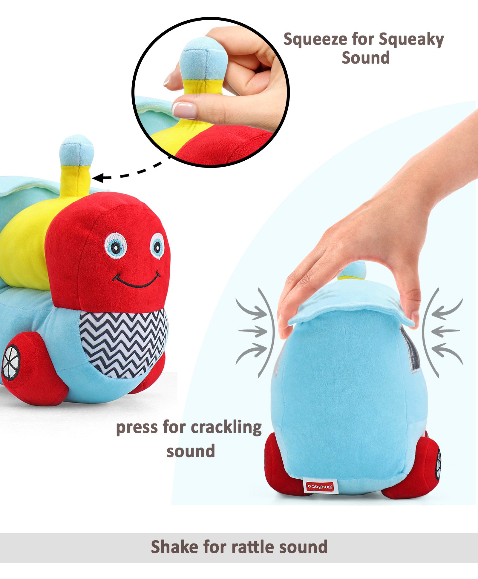 Babyhug Steam Engine Soft Toy Blue - Length 32 cm - Image 2