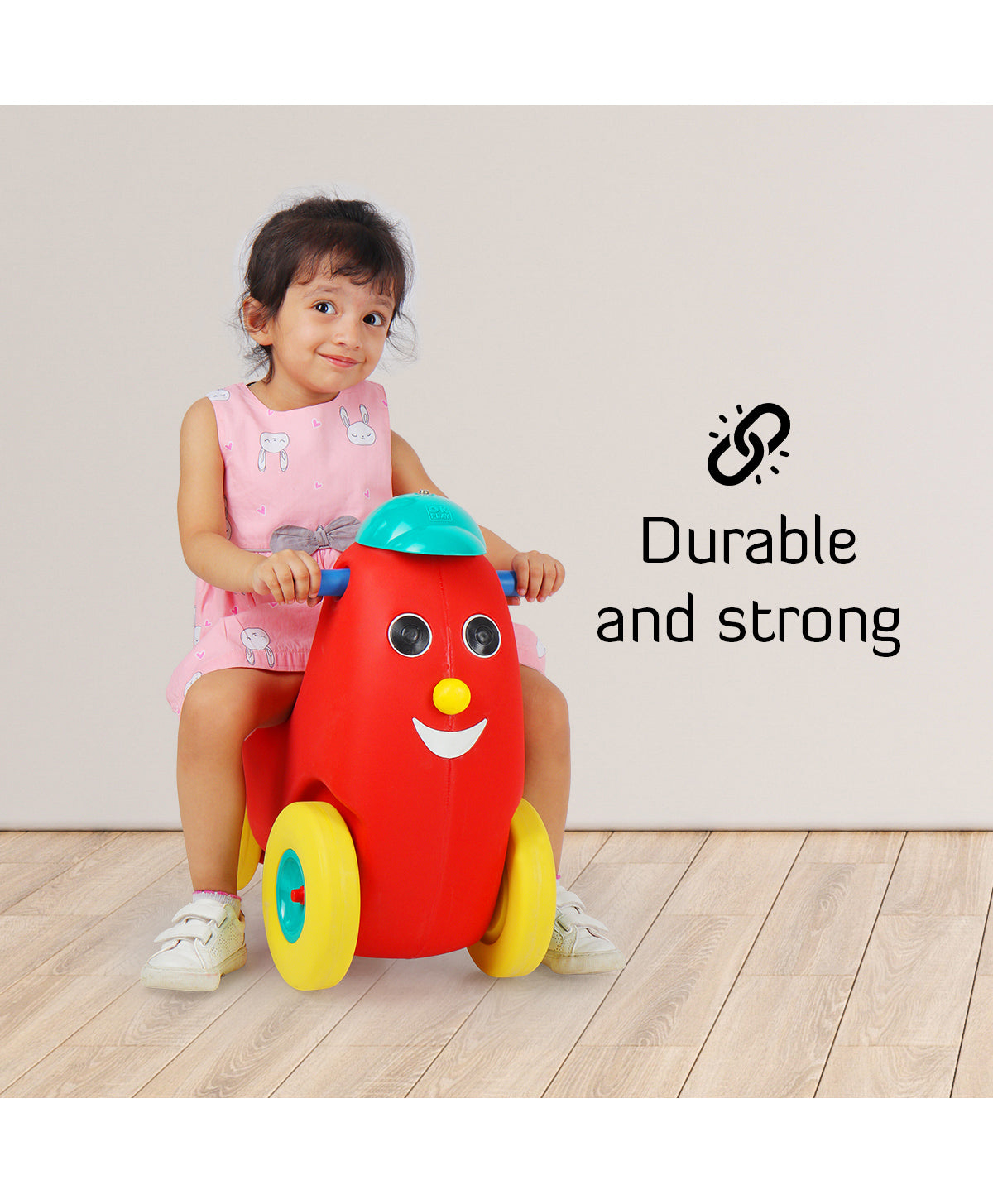 Ok Play Humpty Dumpty Rocker Cum Ride On Push Car Toy - Red - Image 6