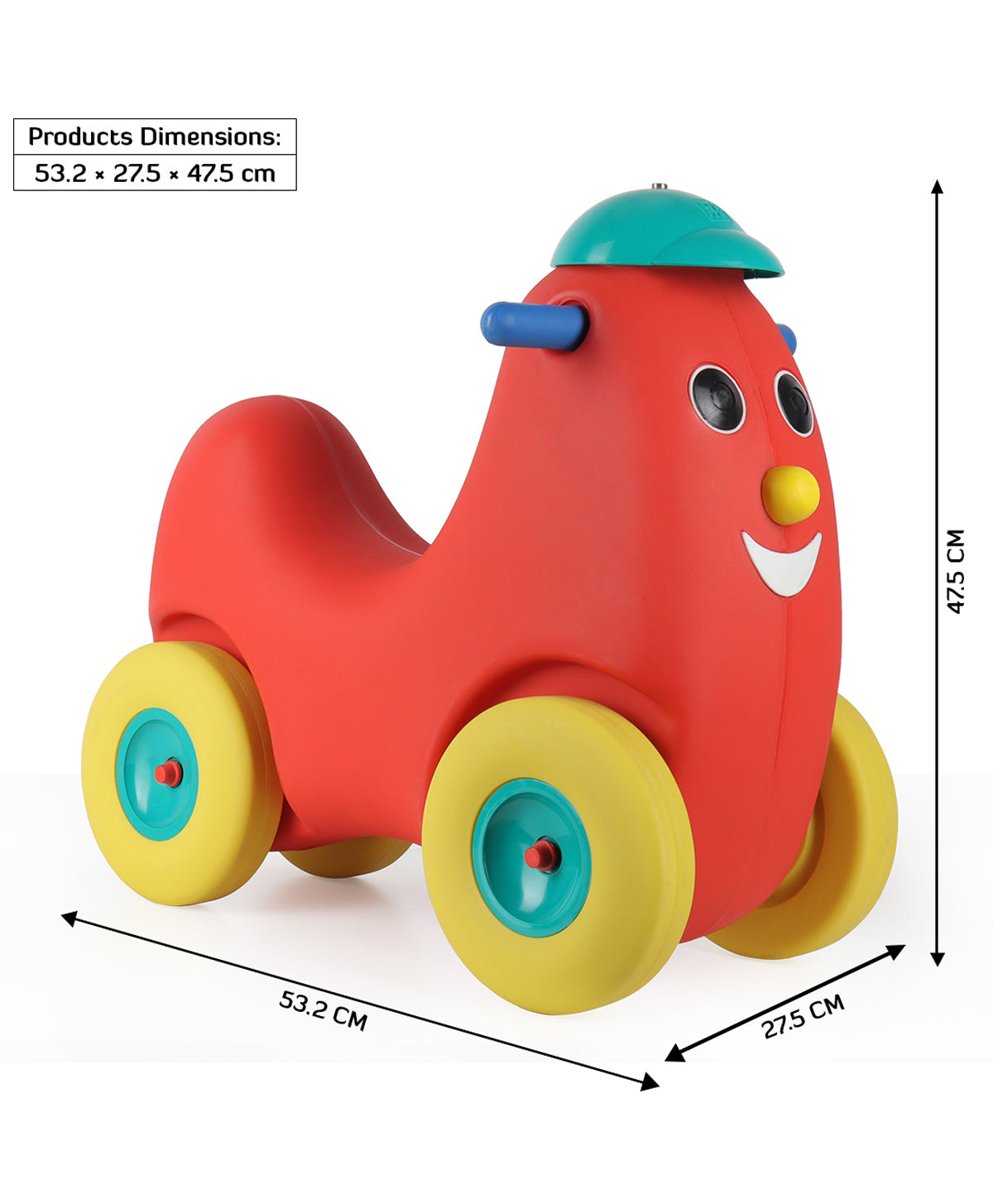 Ok Play Humpty Dumpty Rocker Cum Ride On Push Car Toy - Red - Image 7