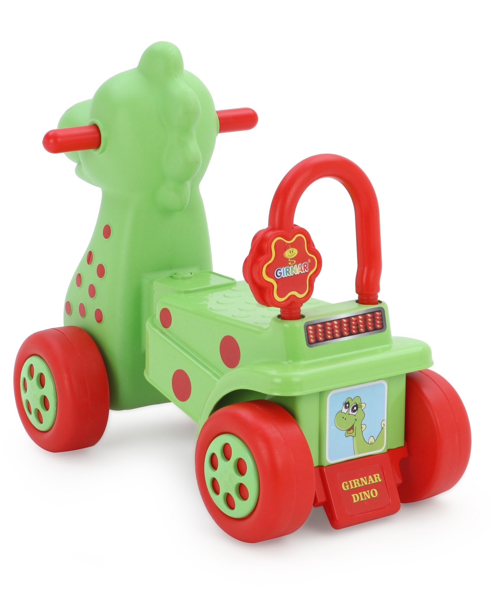 Girnar Dino Ride on with Grip Handles - Green - Image 5