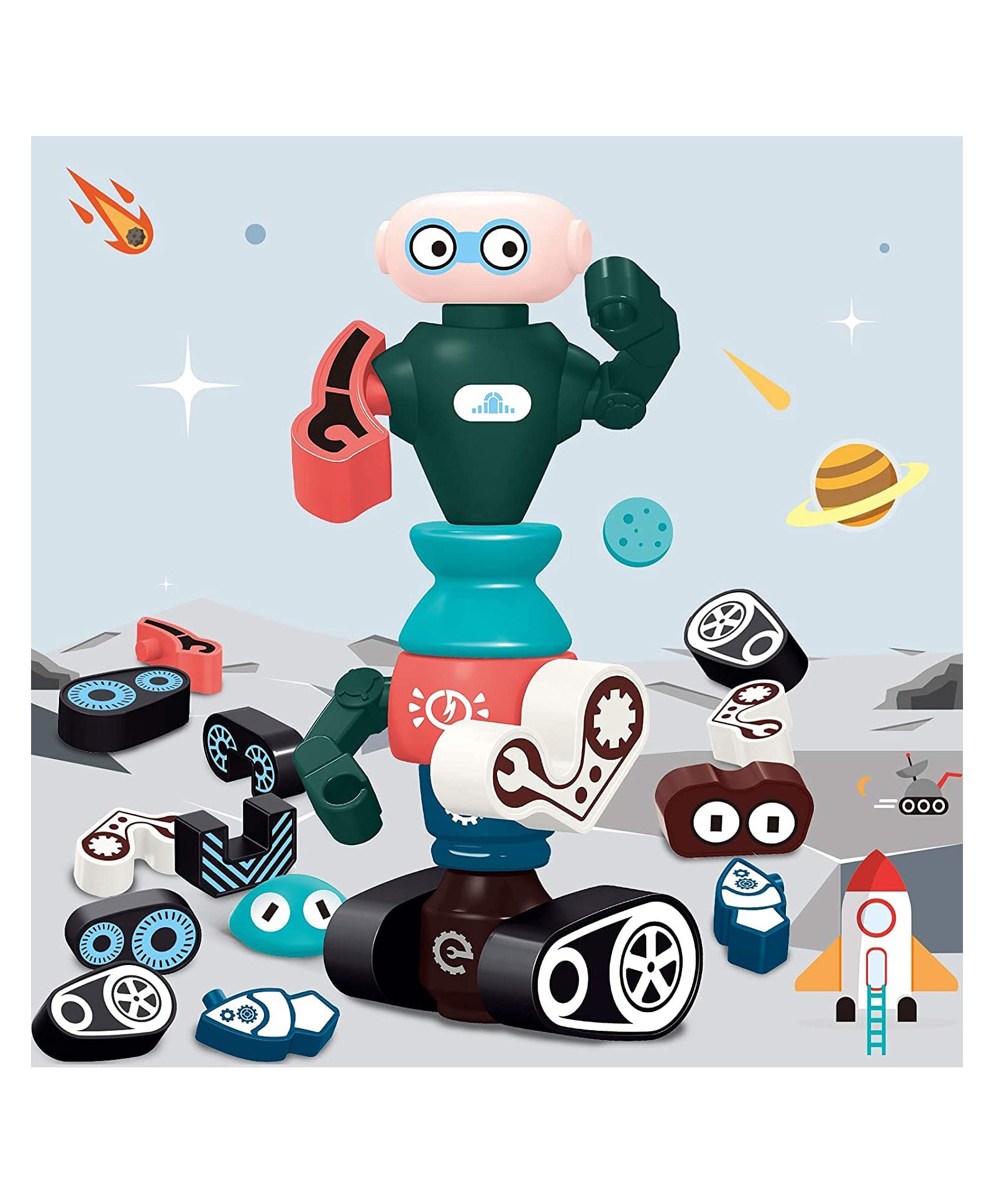 FunBlast 4 in 1 Magnetic DIY Robots STEM Educational Toys Pack of 4 - Multicolour - Image 6