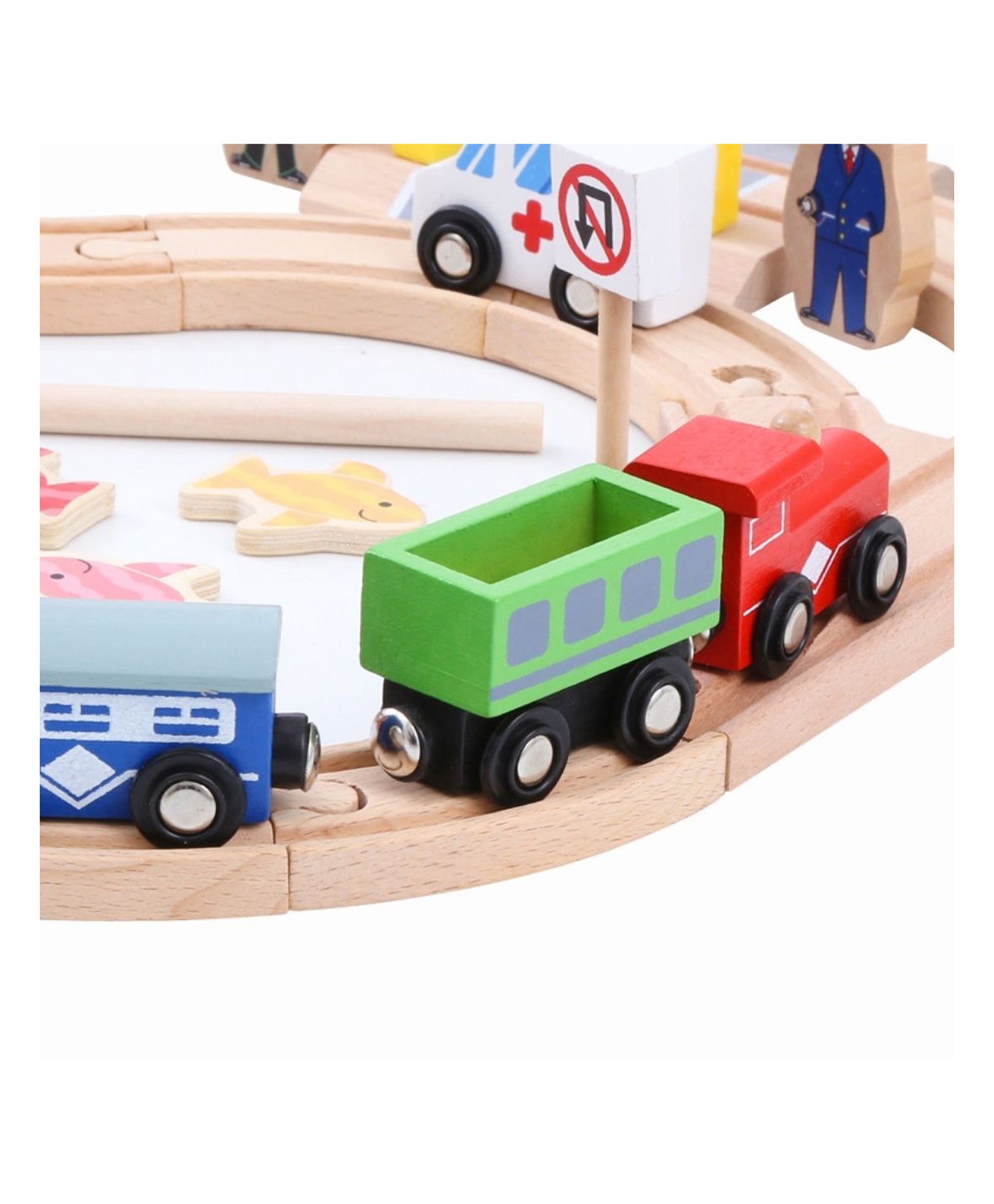 Beech Wood Train Track Set 69 Pieces - Multicolour - Image 2