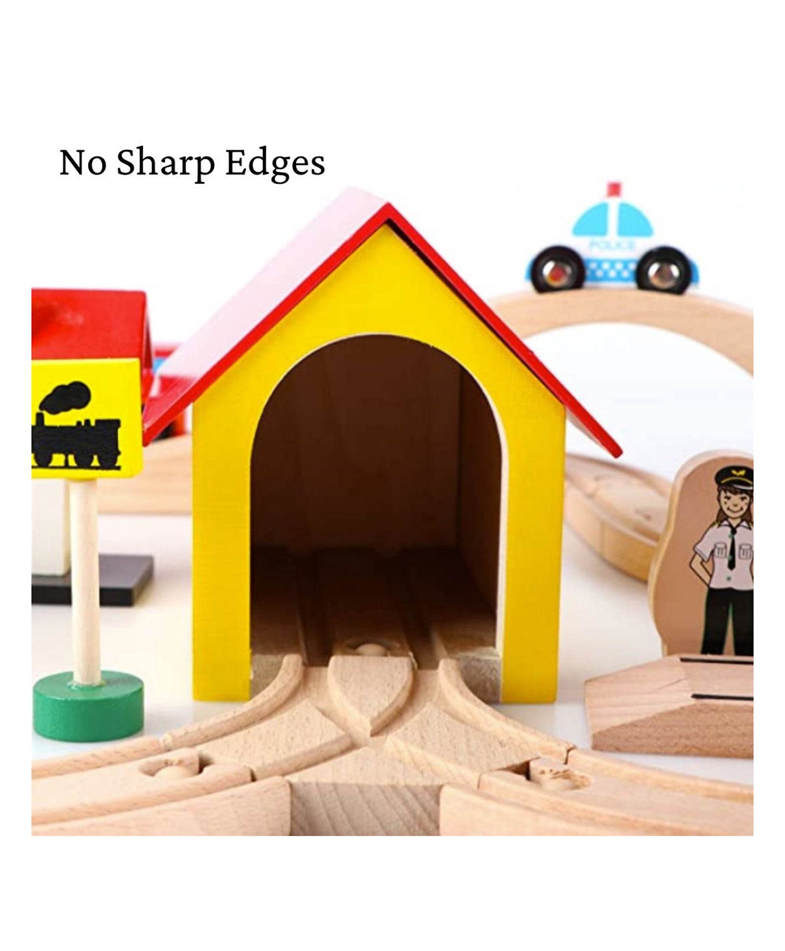Beech Wood Train Track Set 69 Pieces - Multicolour - Image 4