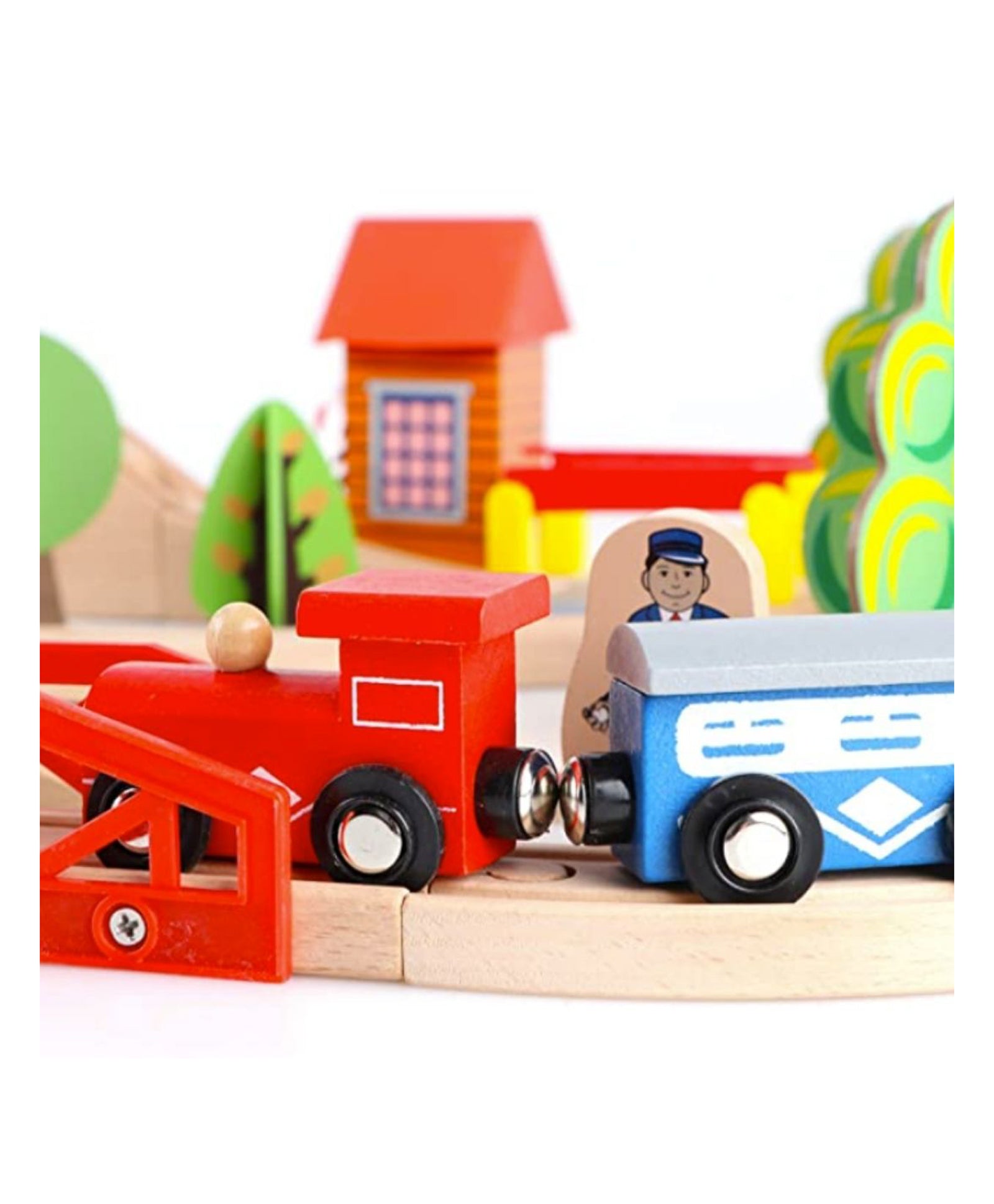 Beech Wood Train Track Set 69 Pieces - Multicolour - Image 6