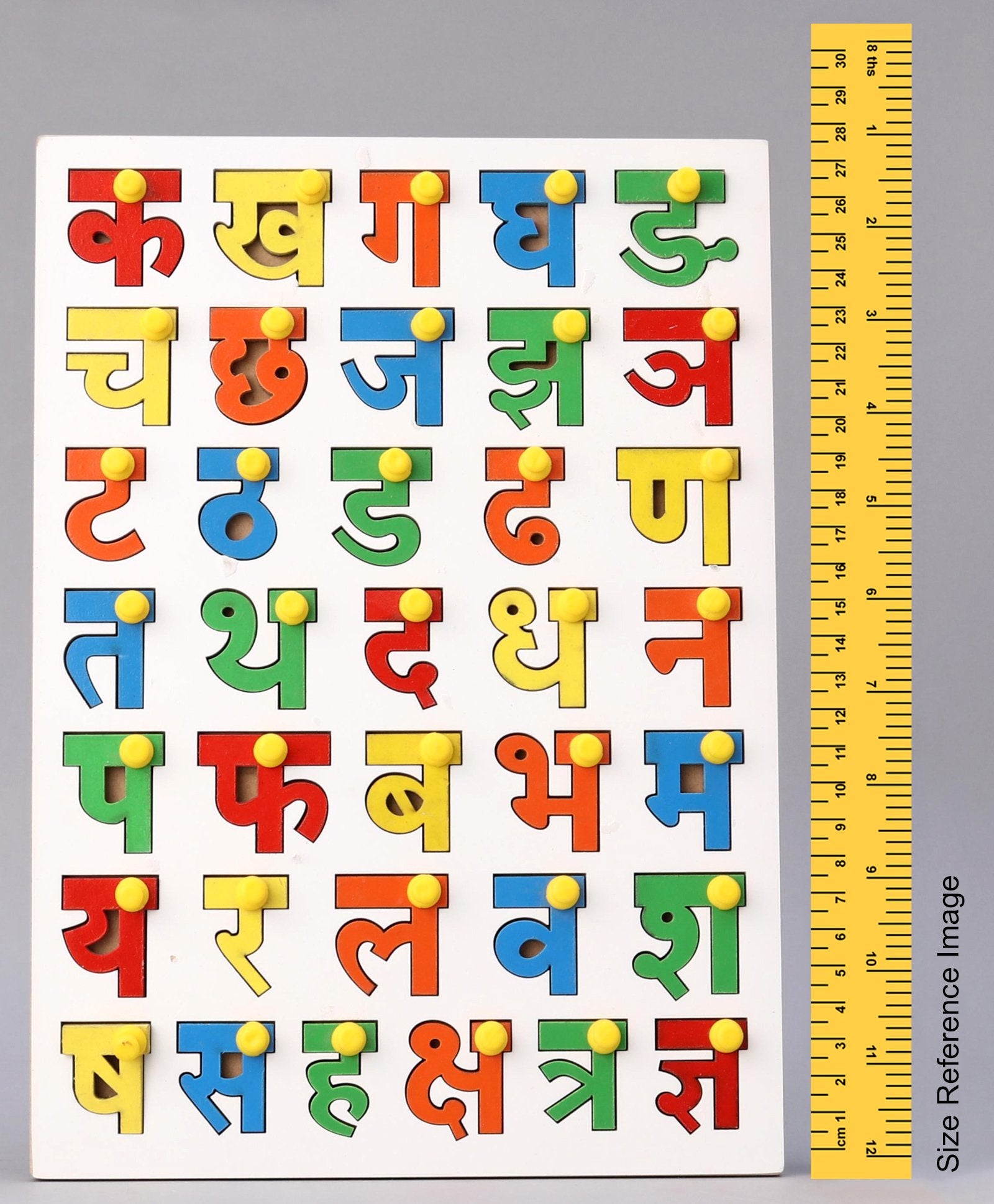 Wooden Hindi Consonants Alphabet Knob Puzzle Multiocolor - 36 Pieces - Image 3