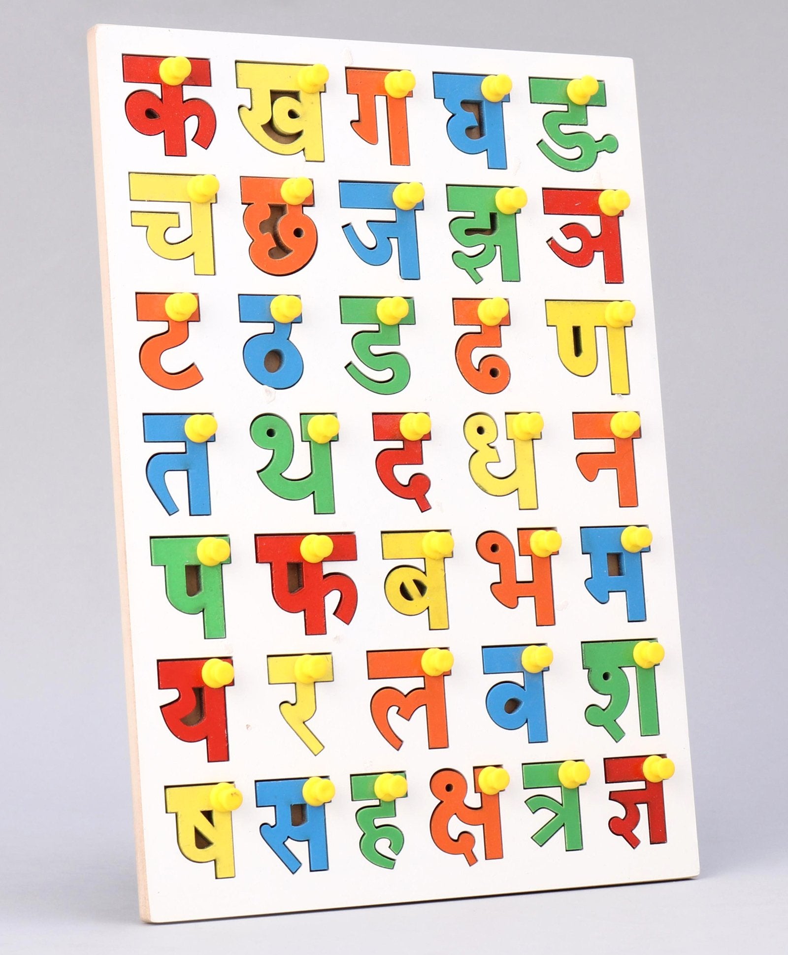 Wooden Hindi Consonants Alphabet Knob Puzzle Multiocolor - 36 Pieces - Image 4