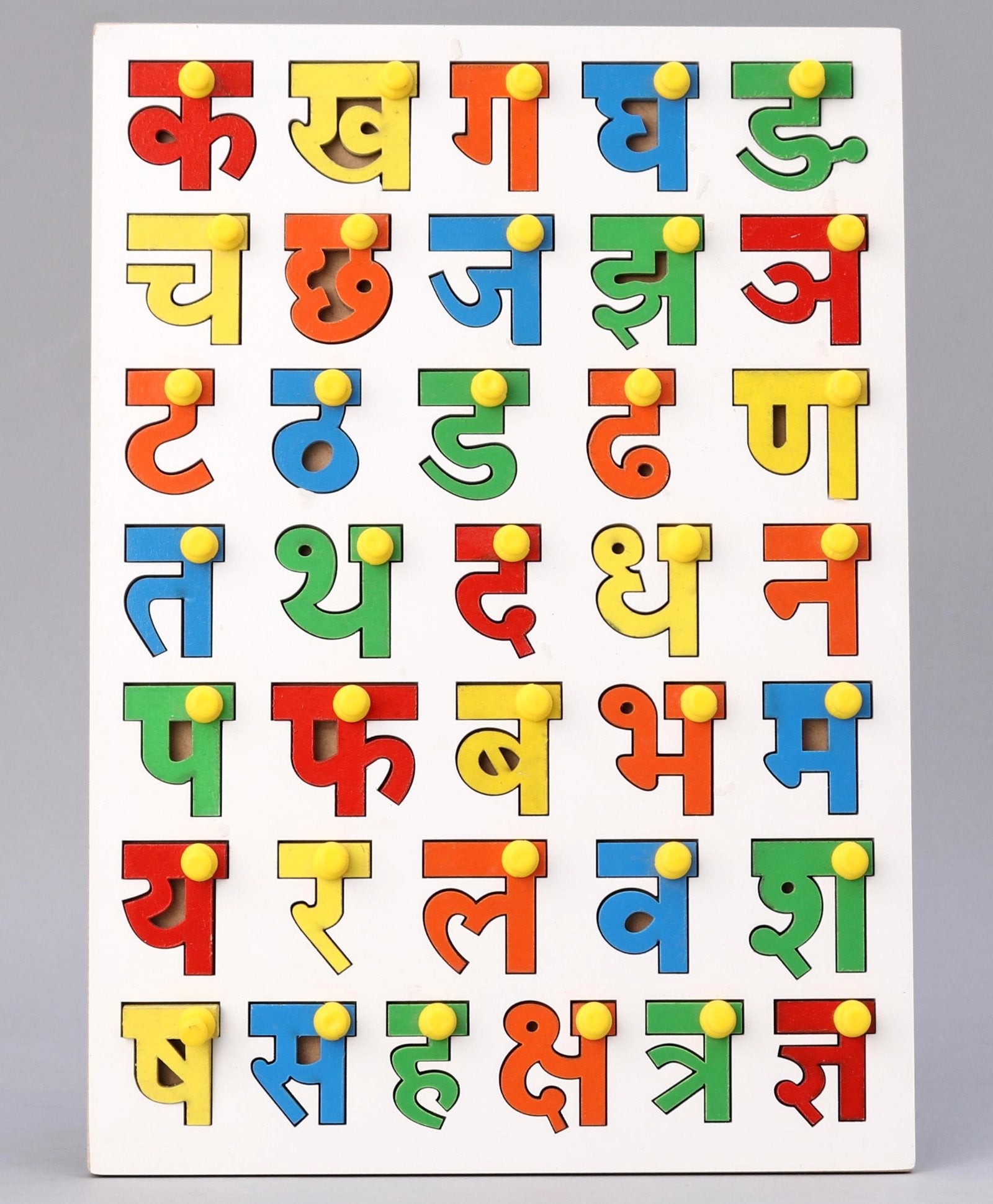 Wooden Hindi Consonants Alphabet Knob Puzzle Multiocolor - 36 Pieces - Image 5