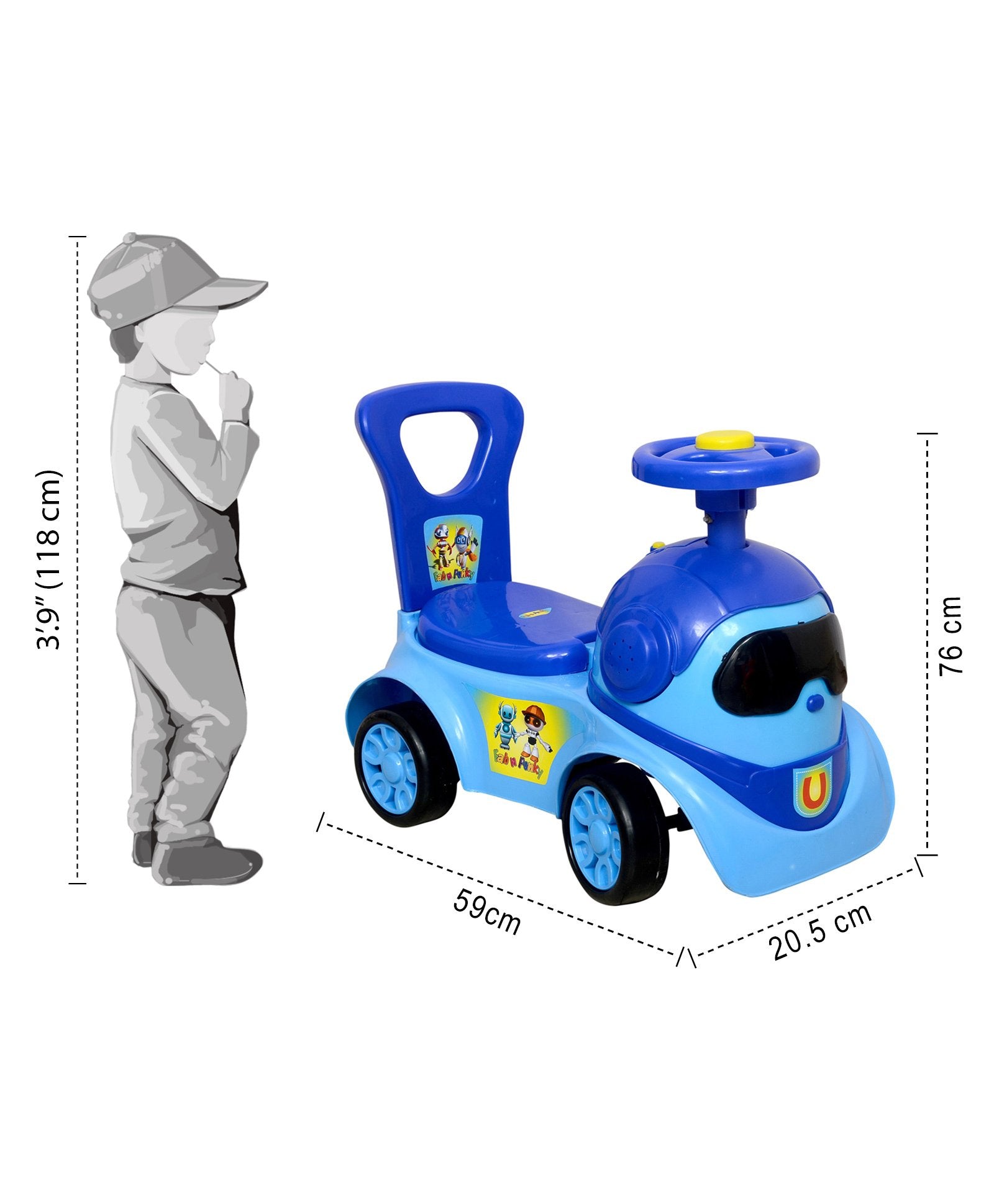 Manual Push Ride On Car With Storage Space - Blue - Image 3