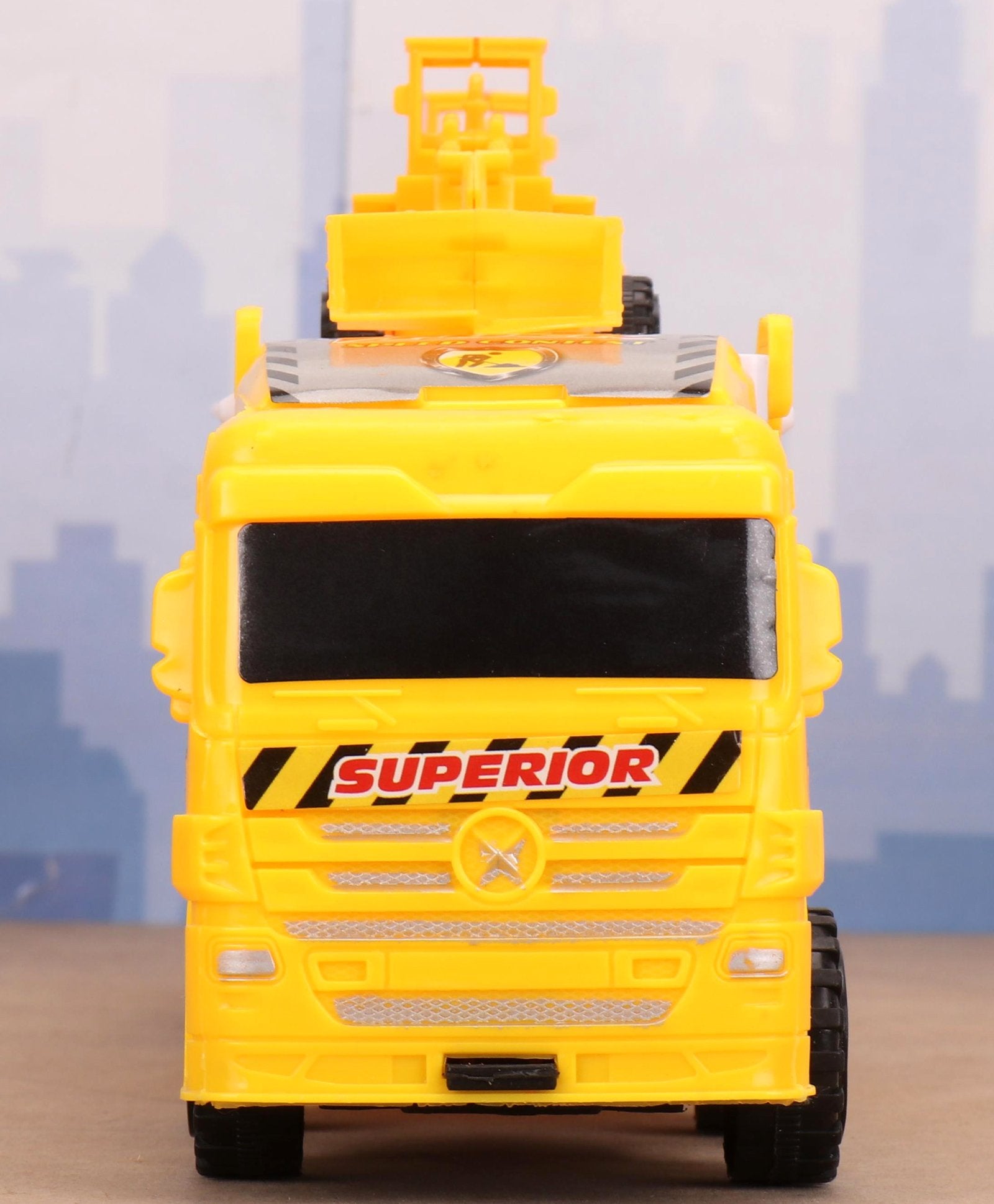Step Non Battery Friction Truck Along With 4 Pull Back JCB - Yellow - Image 2