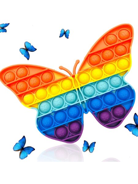 Butterfly Shape Pop Bubble Stress Relieving Silicone Pop It Fidget Toy (Colour May Vary)