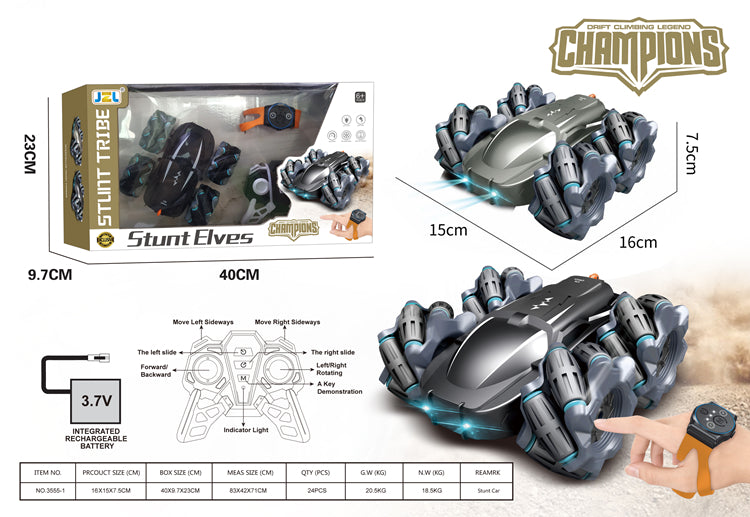New Amazon Hot R/C Hobby Car Toys Cool Double Remote Control Hand Control Drift RC Stunt Car with Light - Image 4